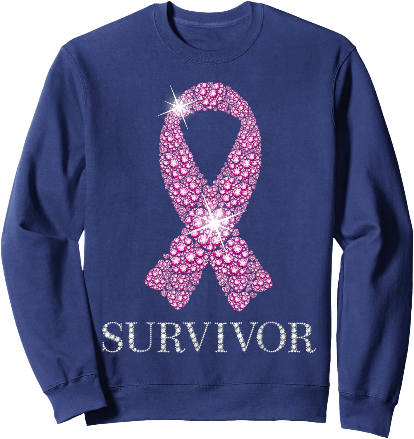 Breast Cancer Survivor Pink Ribbon National Cancer Survivor Sweatshirt - Sweatshirt | Navy