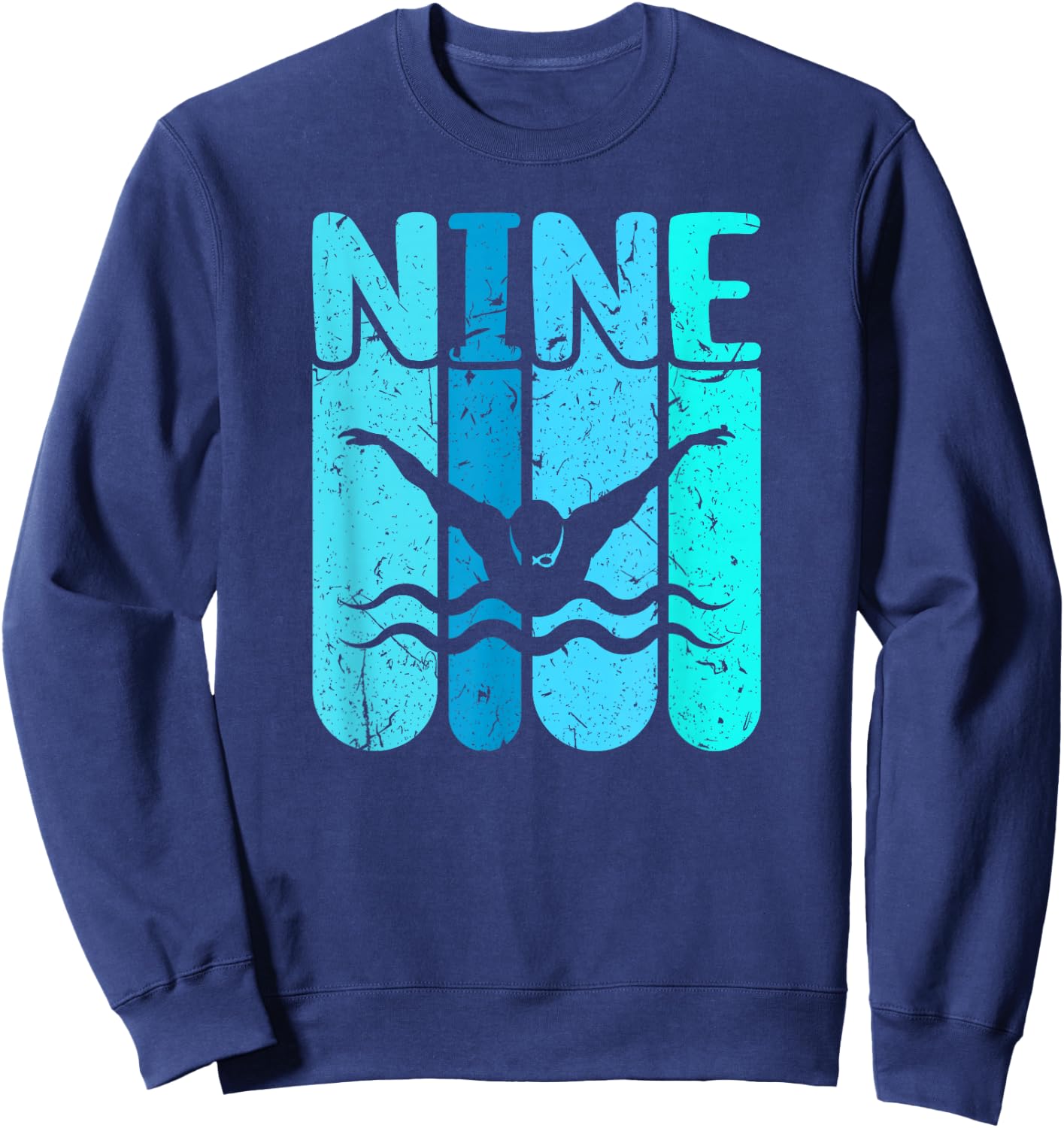 Swimmer 9th Birthday Swimming Sweatshirt - Sweatshirt | Navy