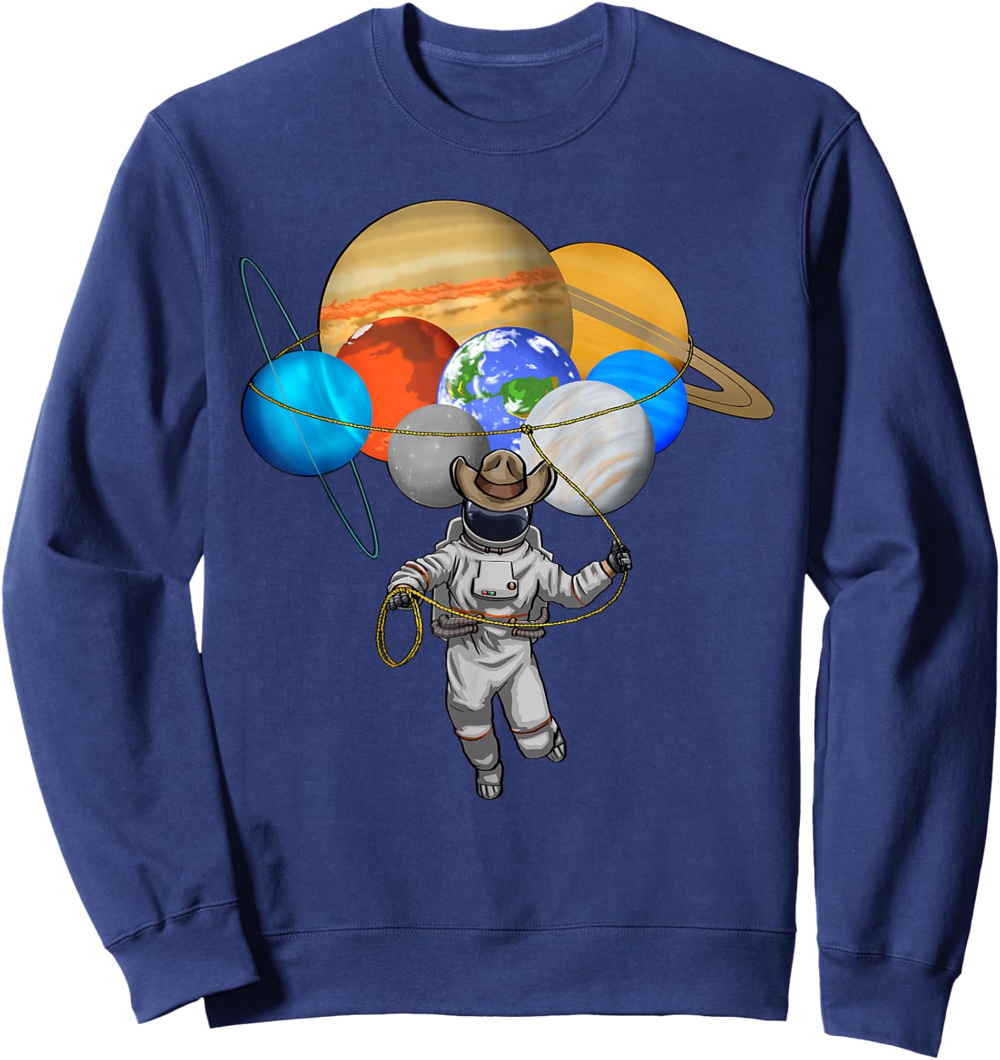Space Cowboy Shirts Funny Vintage Western Men Retro Sweatshirt - Sweatshirt | Navy
