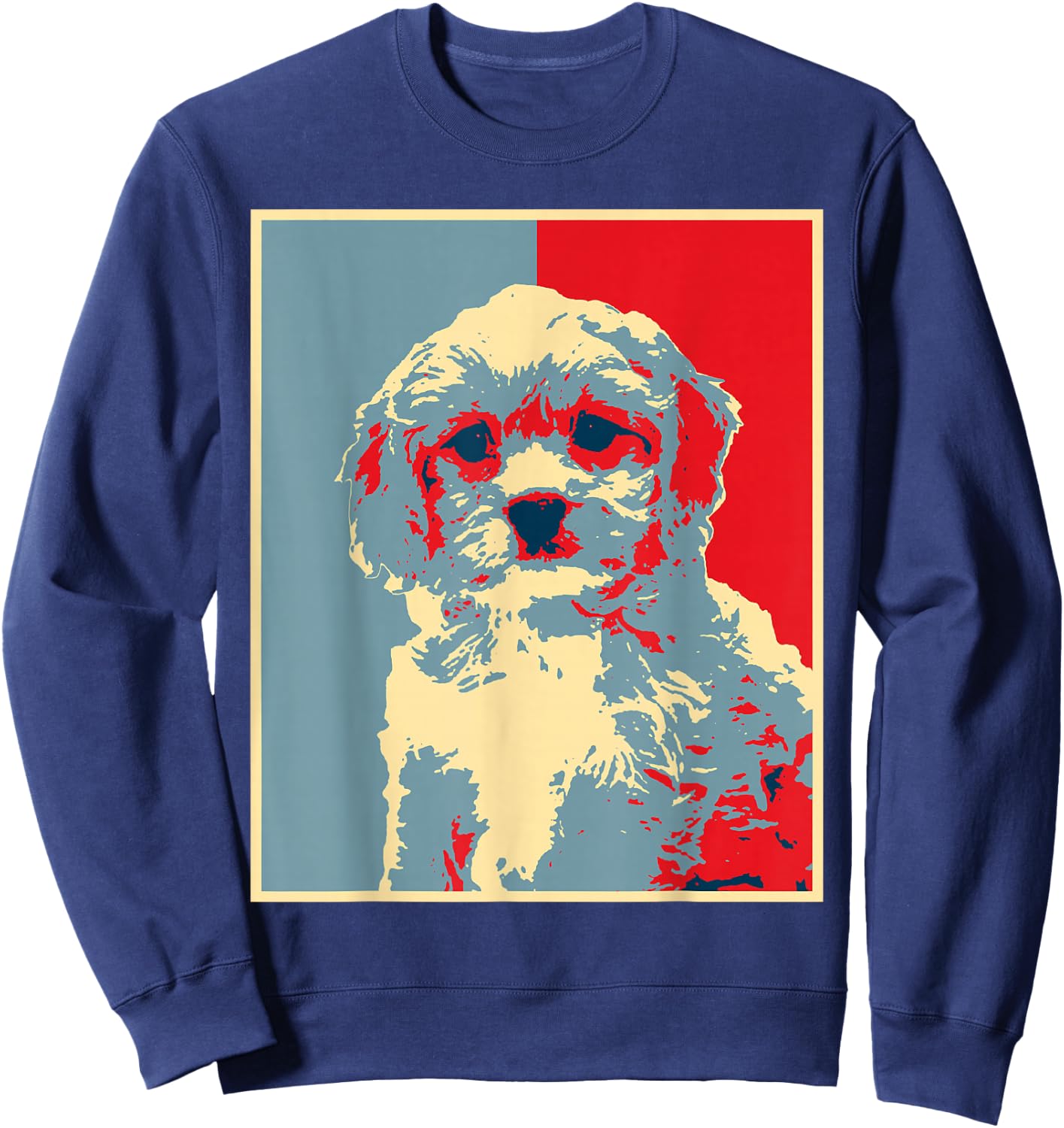 Retro Cavachon Gift Dog Owner Dog Artwork - Vintage Silhouette Cavachon Black Sweatshirt - Sweatshirt | Navy