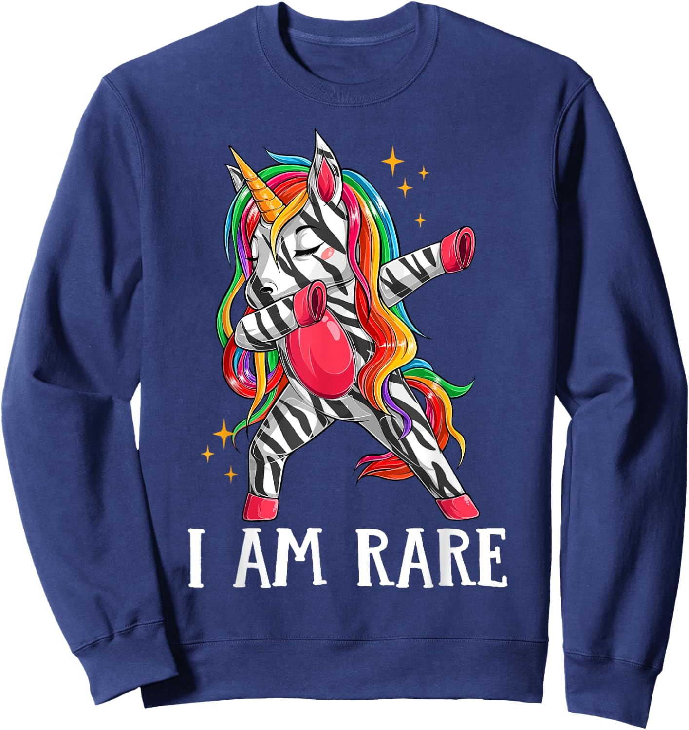 Kids I Am Rare Zebra Unicorn Warrior Rare Disease Awareness Sweatshirt - Sweatshirt | Navy