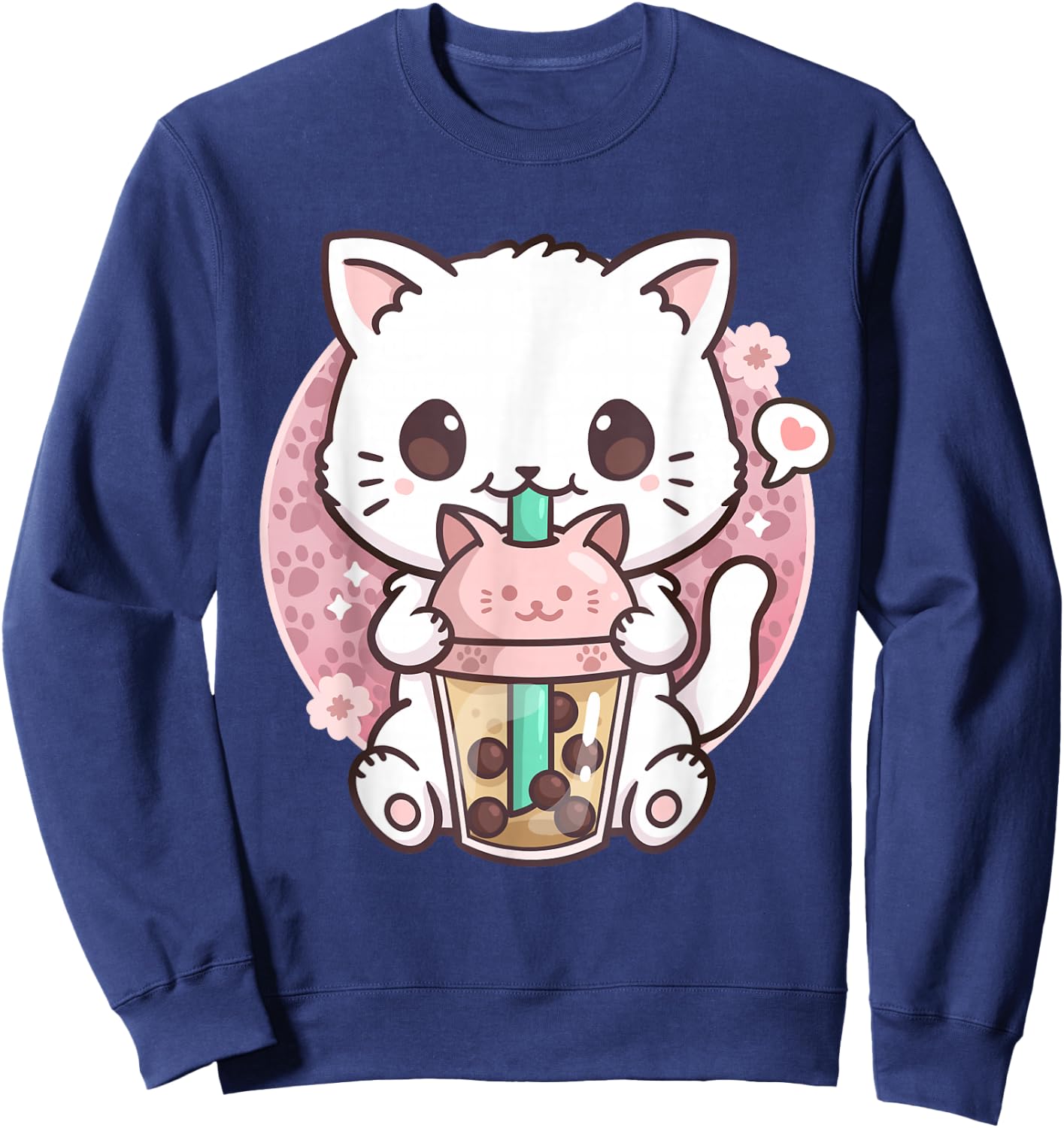 Boba Cat Boba Tea Bubble Tea Kawaii Anime Cat Kawaii Neko Sweatshirt - Sweatshirt | Navy