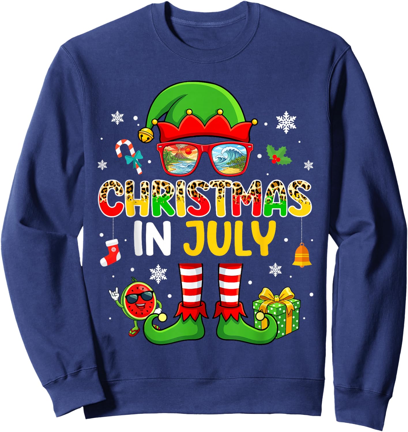 Funny Elf Costume Summer Christmas in July Men Women Kids Sweatshirt - Sweatshirt | Navy