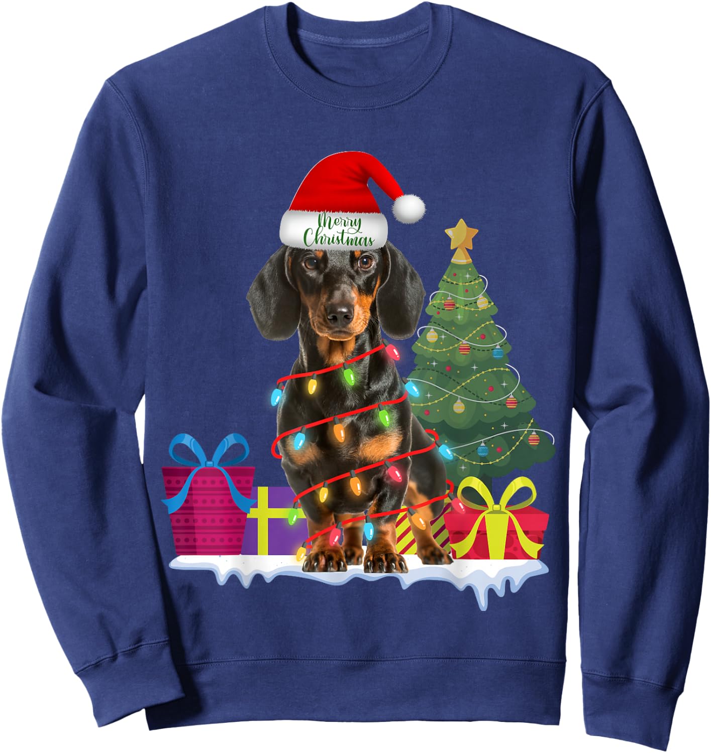 Dachshund Dackel Wiener Dog Ugly Christmas Sweater Teckels Sweatshirt - Sweatshirt | Navy