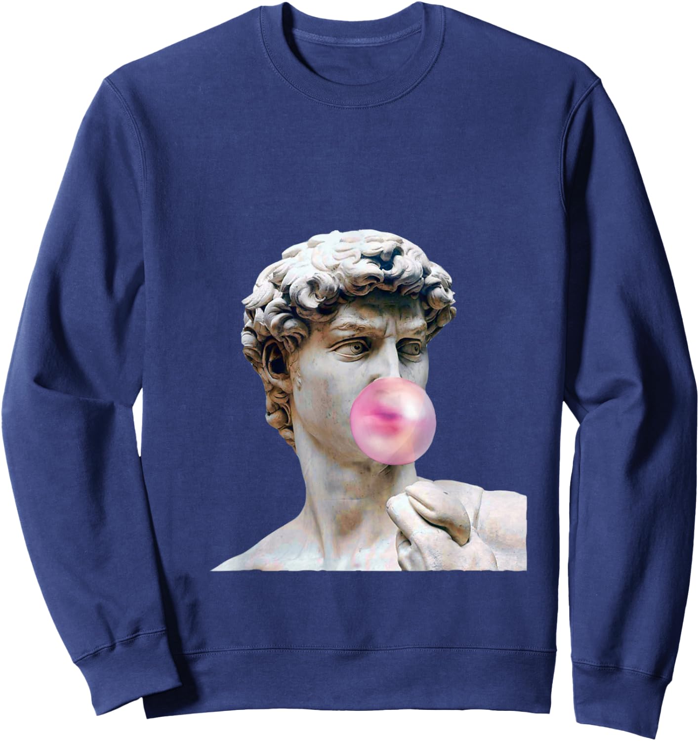 David Michelangelo with Bubblegum Statue Art Man Woman Child Sweatshirt - Sweatshirt | Navy