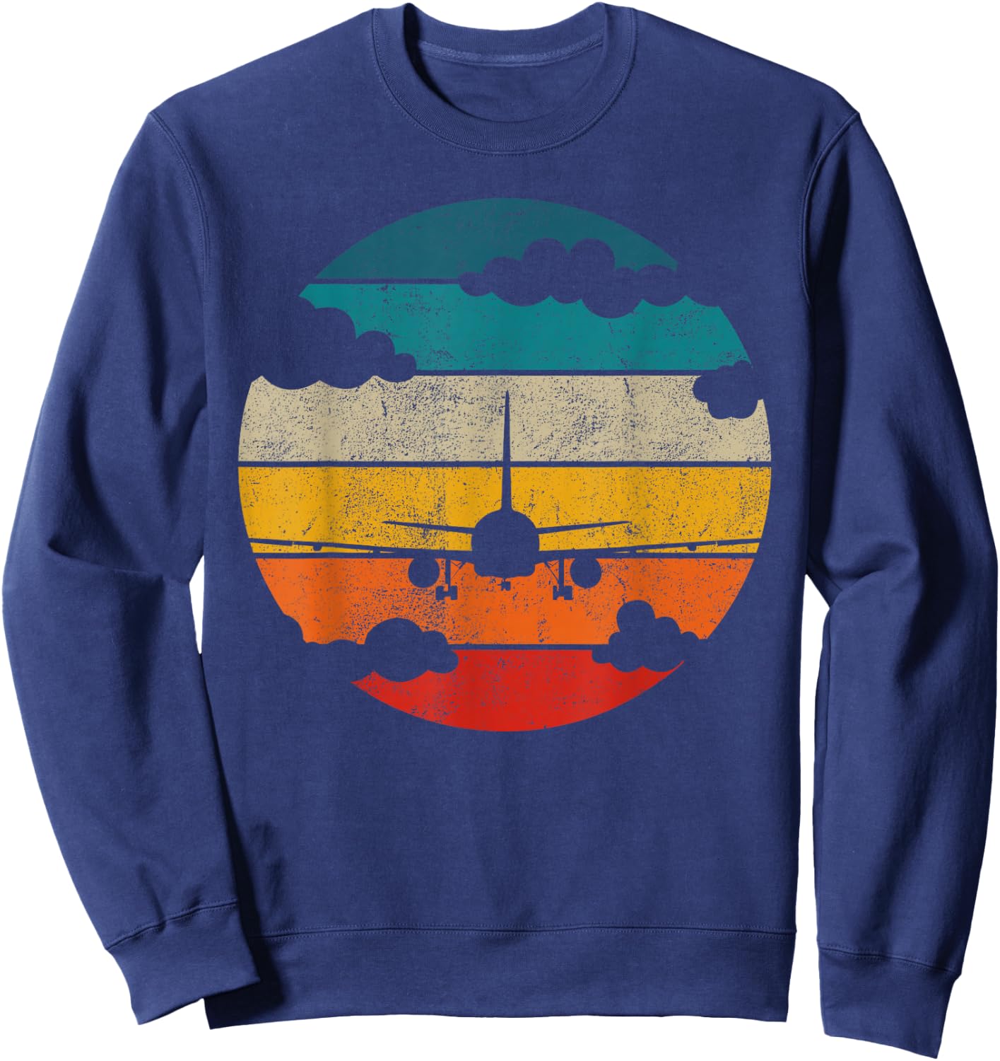 Airplane Retro Vintage Plane Aviator Aircraft Pilot Airplane Sweatshirt - Sweatshirt | Navy