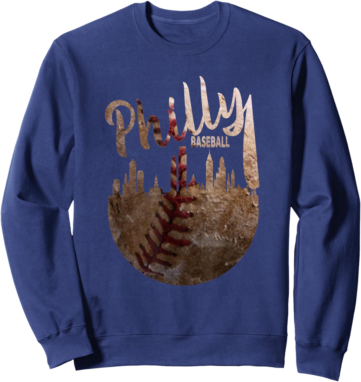 Retro Philadelphia Baseball Vintage distressed Men Women Sweatshirt - Sweatshirt | Navy