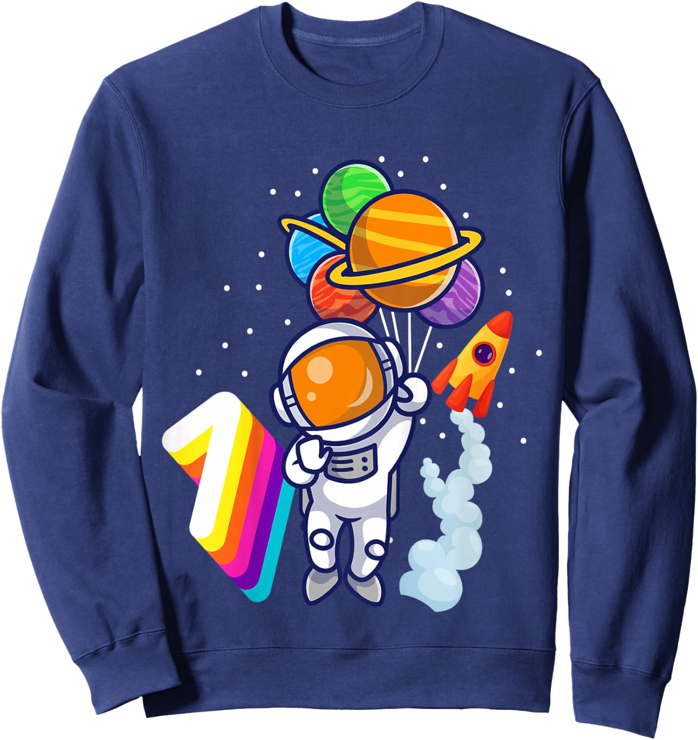 1st Birthday Boy Astronaut 1 Year Space Travel Space Sweatshirt - Sweatshirt | Navy