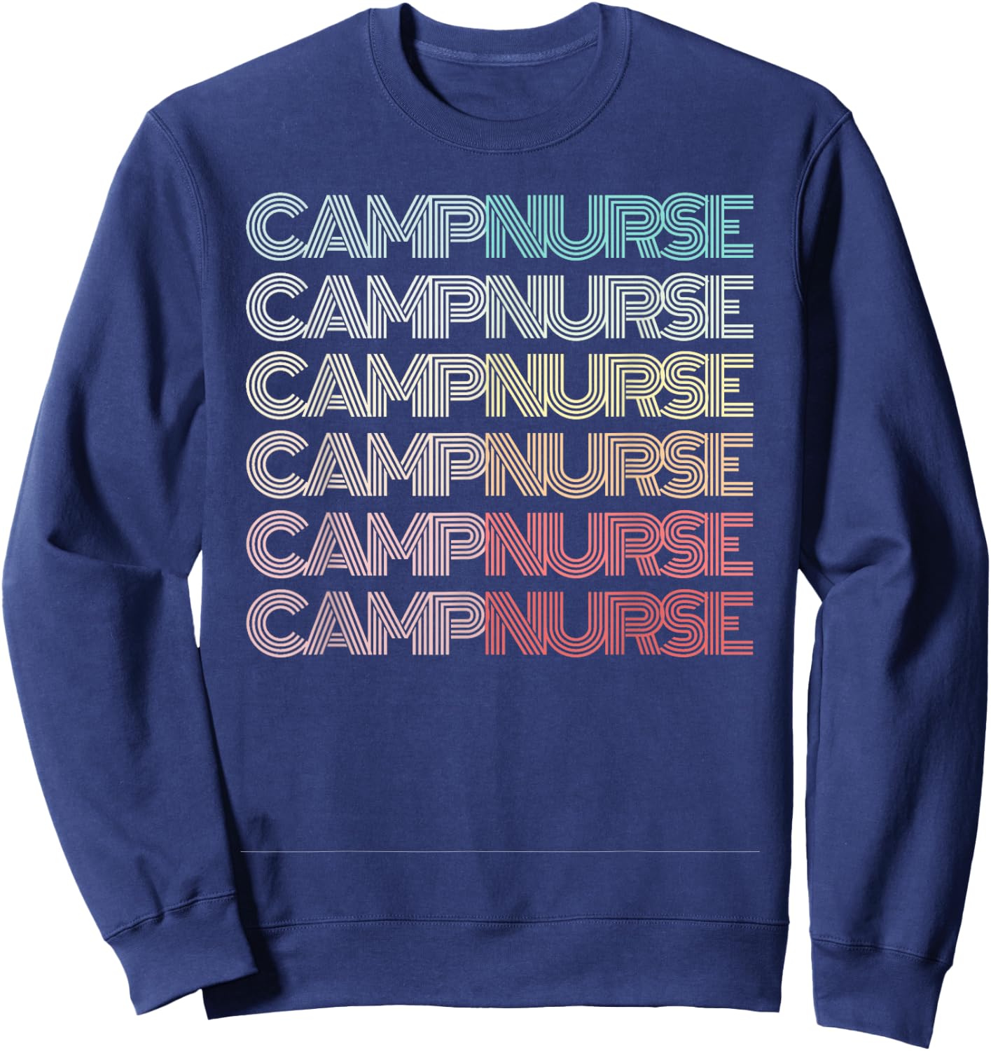 Retro CAMP NURSE Groovy Nursing Student Camping Medical RN Sweatshirt - Sweatshirt | Navy