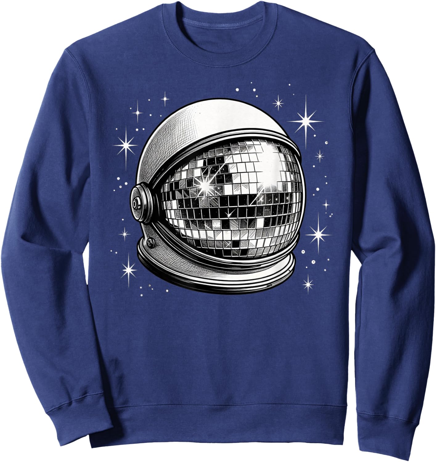 Outer Space Astronaut Helmet Disco Ball Sweatshirt - Sweatshirt | Navy