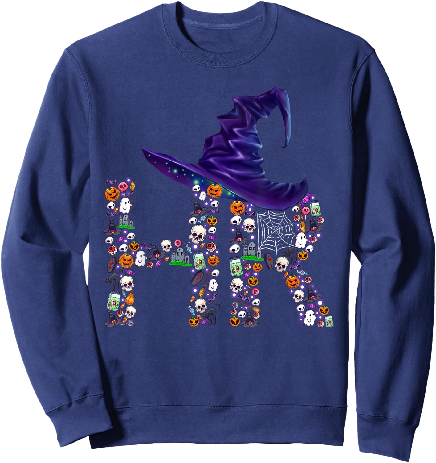 Funny HR Witch Human Resources Pumpkin Halloween Costume Sweatshirt - Sweatshirt | Navy