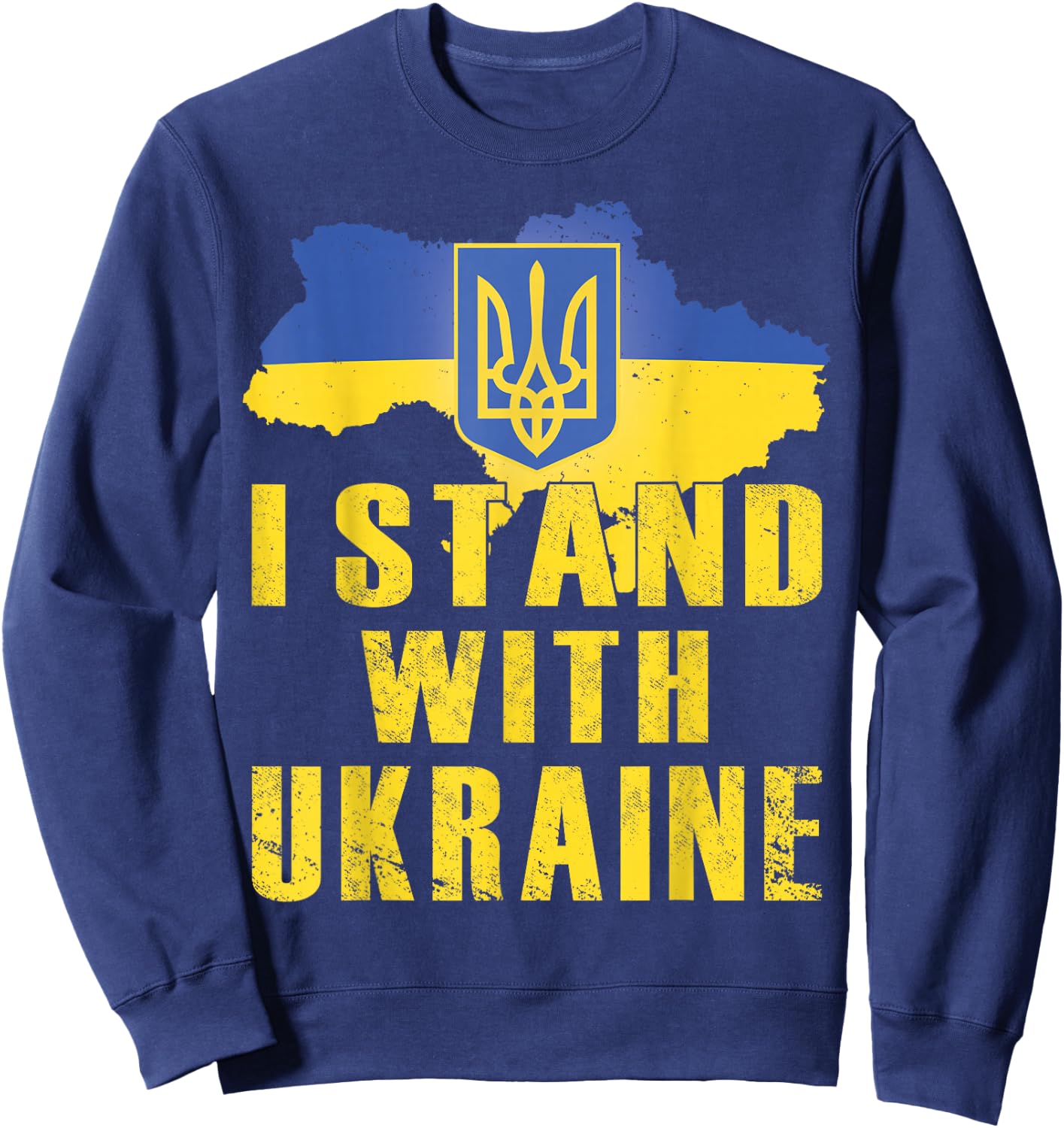 I Stand With Ukraine Shirt Ukrainian Flag Zelensky Tryzub Sweatshirt - Sweatshirt | Navy
