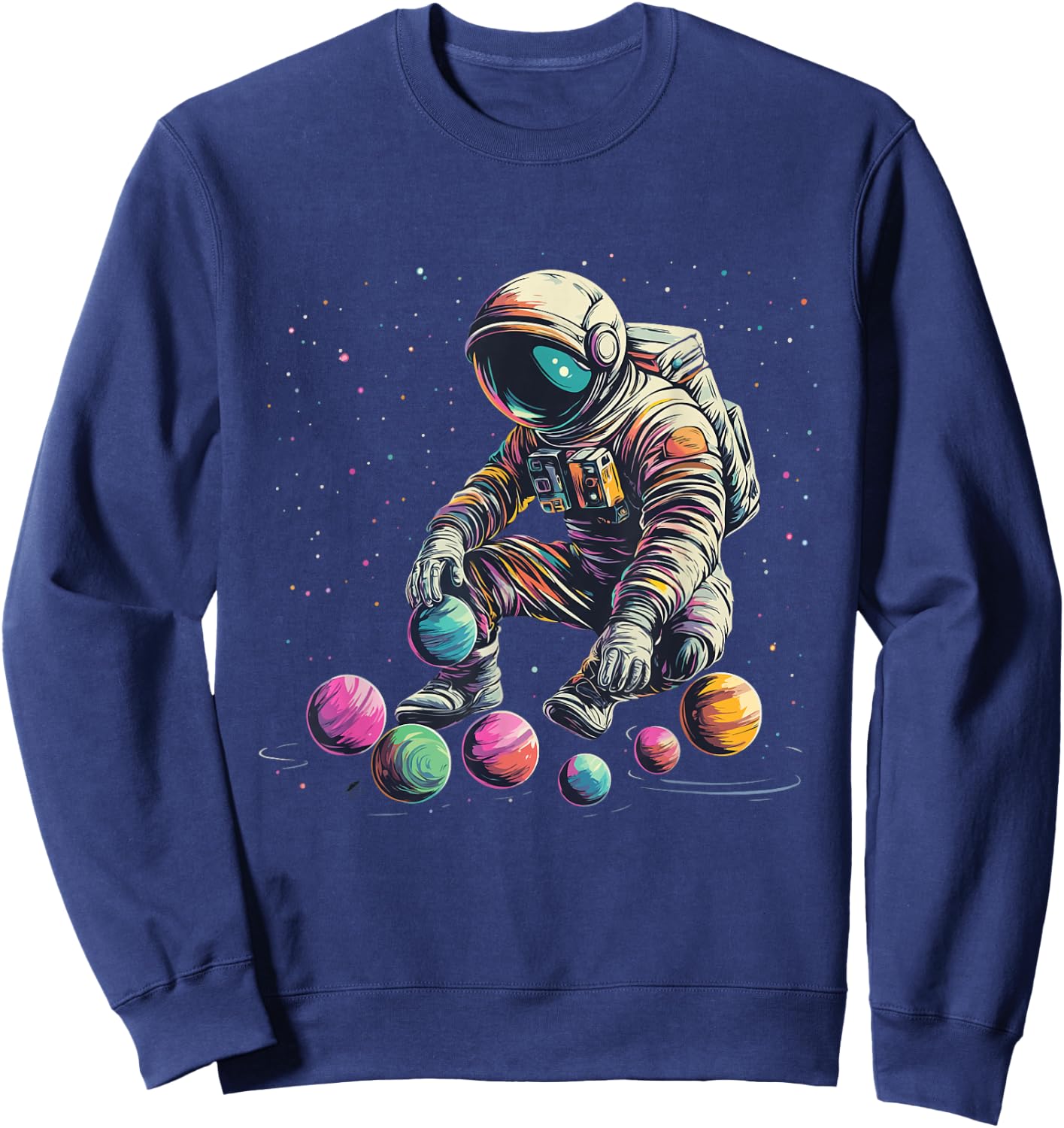 Space Explorer Astronaut Planets Solar System Sweatshirt - Sweatshirt | Navy