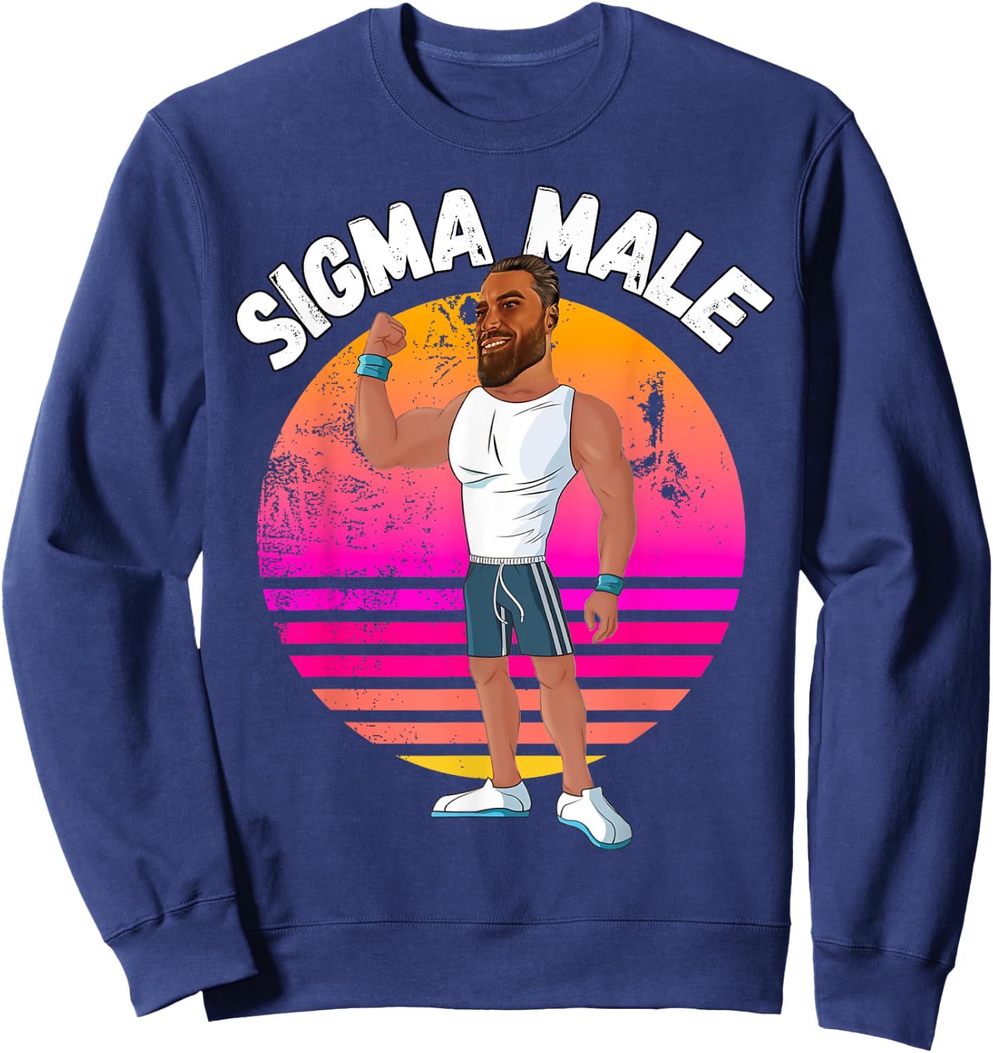 Gigachad Sigma Male Bodybuilder Giga Chad Sigma Grindset Sweatshirt - Sweatshirt | Navy