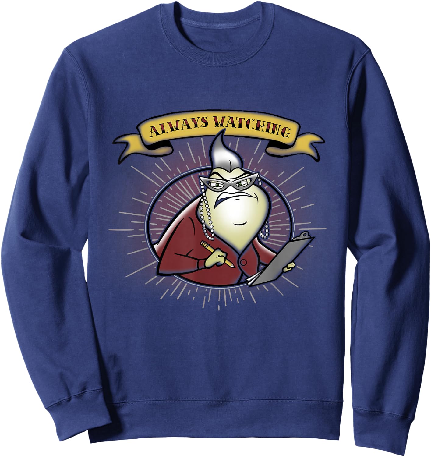 Disney Pixar Monsters Inc. Roz Always Watching Banner Sweatshirt - Sweatshirt | Navy