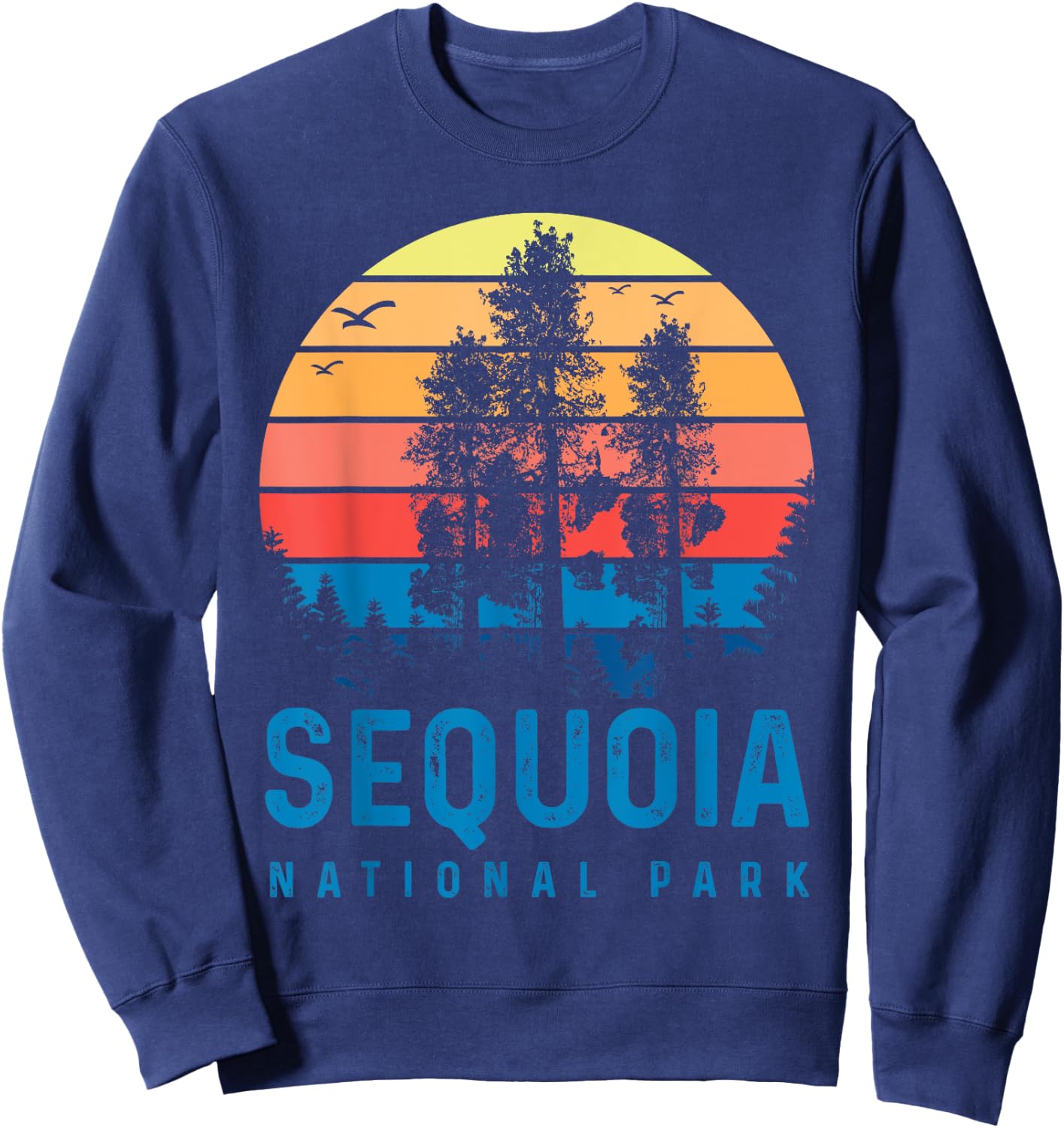 Sequoia National Park Sunset Retro T Vintage Apparel Sweatshirt - Sweatshirt | Navy