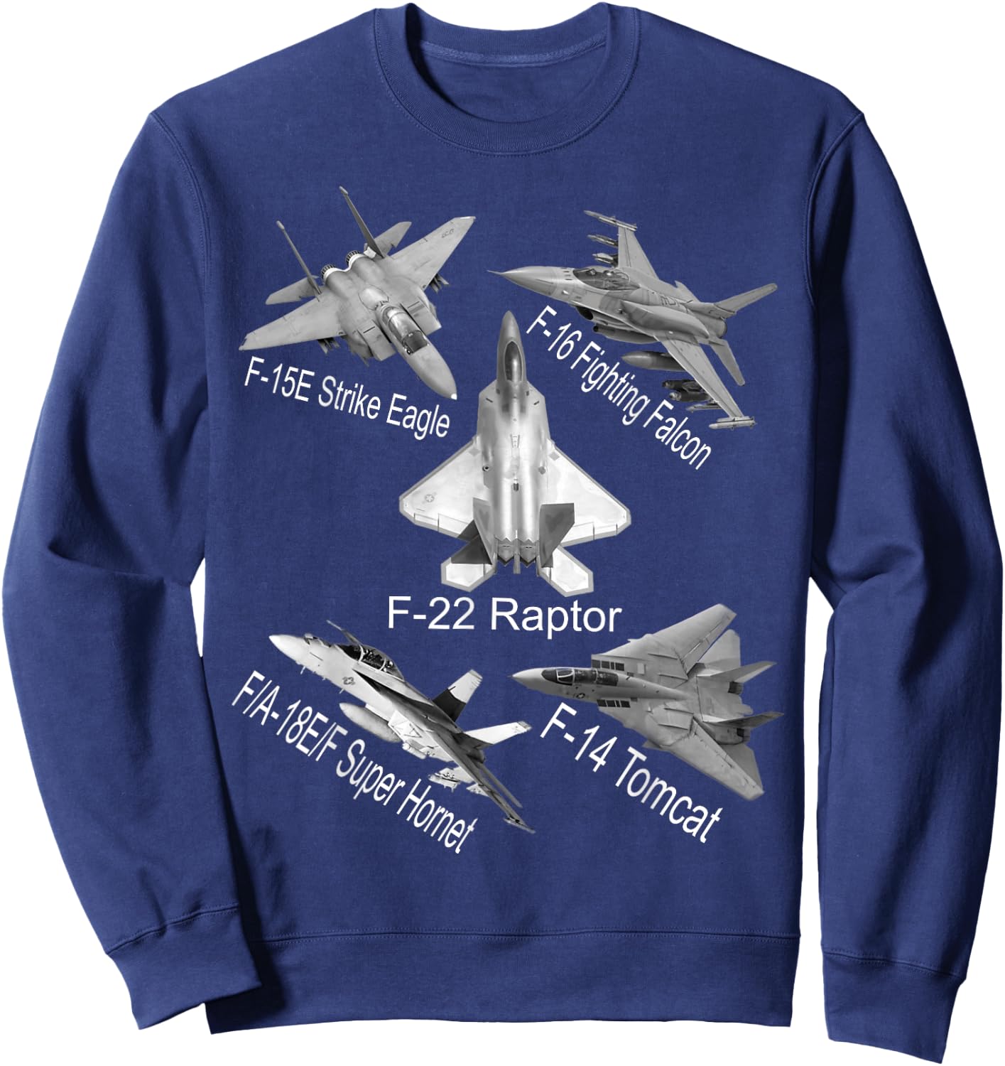 American Fighters Jets F22 Raptor F14 Tomcat Plane Spotting Sweatshirt - Sweatshirt | Navy