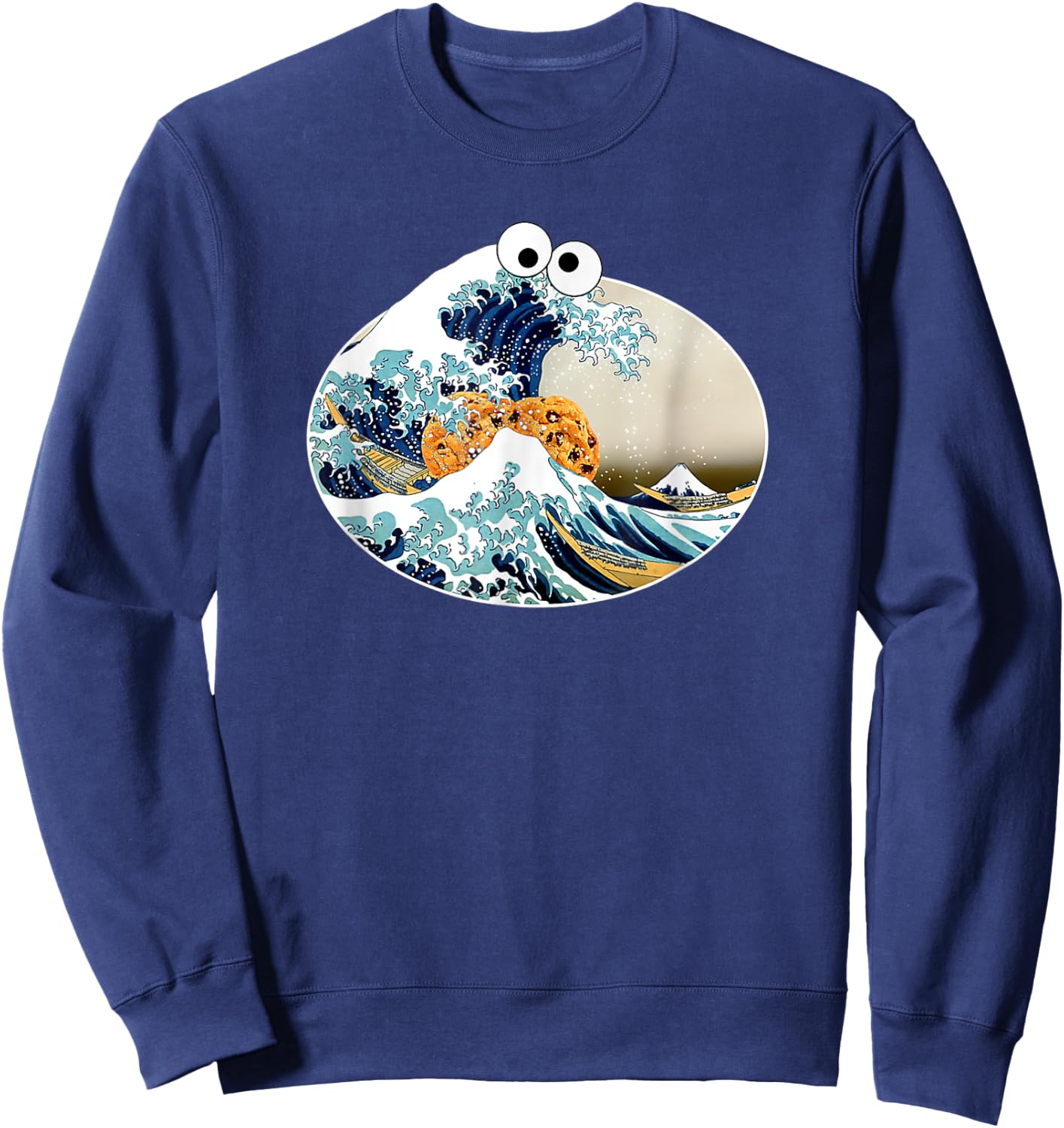 The Great Cookie Eating Wave Off Kanagawa - Googly Eyes Art Sweatshirt - Sweatshirt | Navy