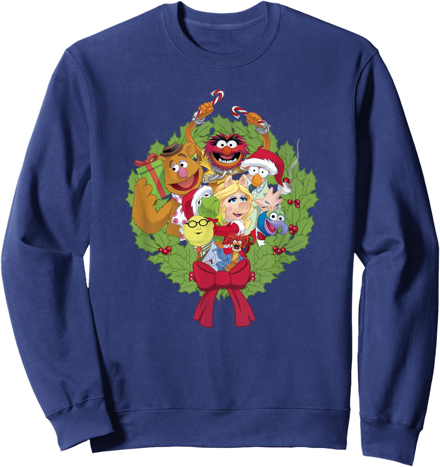 Disney The Muppets Christmas Muppet Group Wreath Sweatshirt - Sweatshirt | Navy