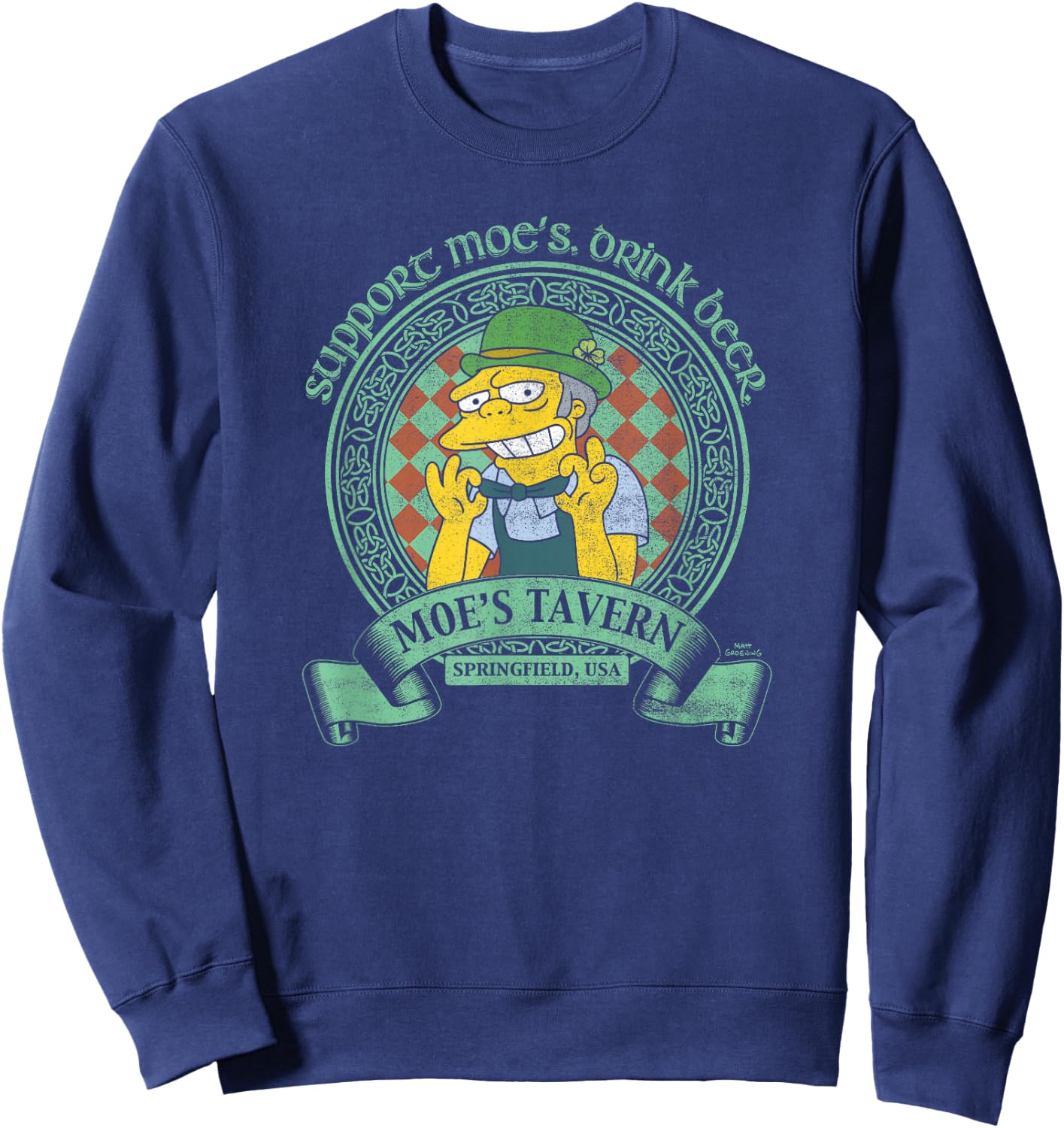 The Simpsons St. Patrick's Day Support Moe's, Drink Beer V2 Sweatshirt - Sweatshirt | Navy