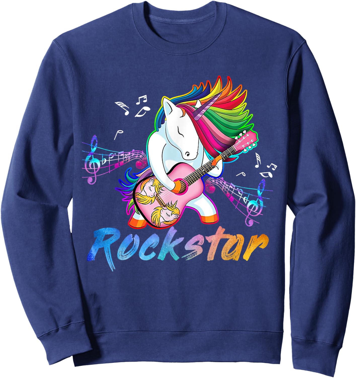 Unicorn Rock star Guitar Rockin' music singer Sweatshirt - Sweatshirt | Navy