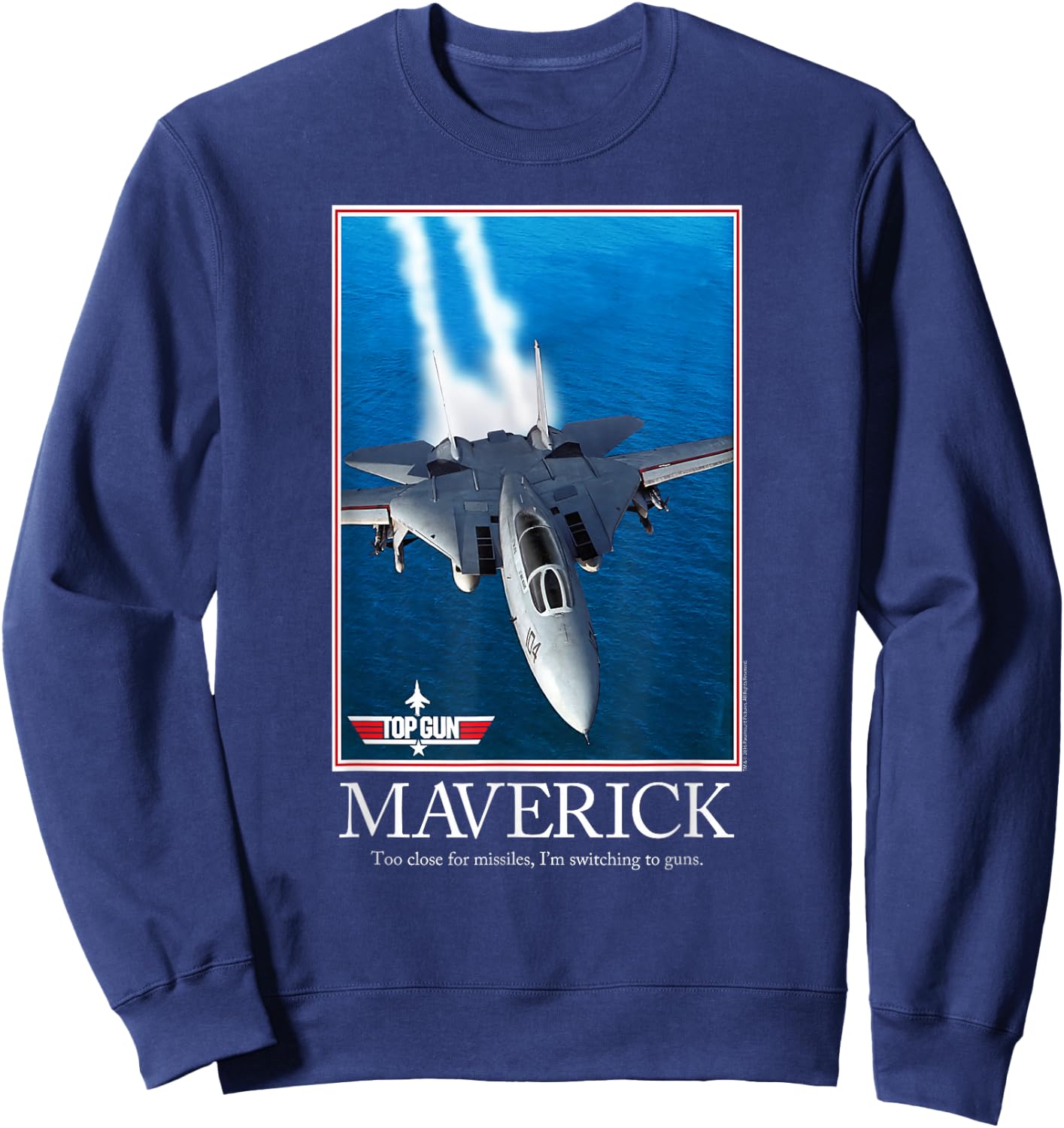Top Gun Maverick Motivational Poster with Jet Action Movie Sweatshirt - Sweatshirt | Navy