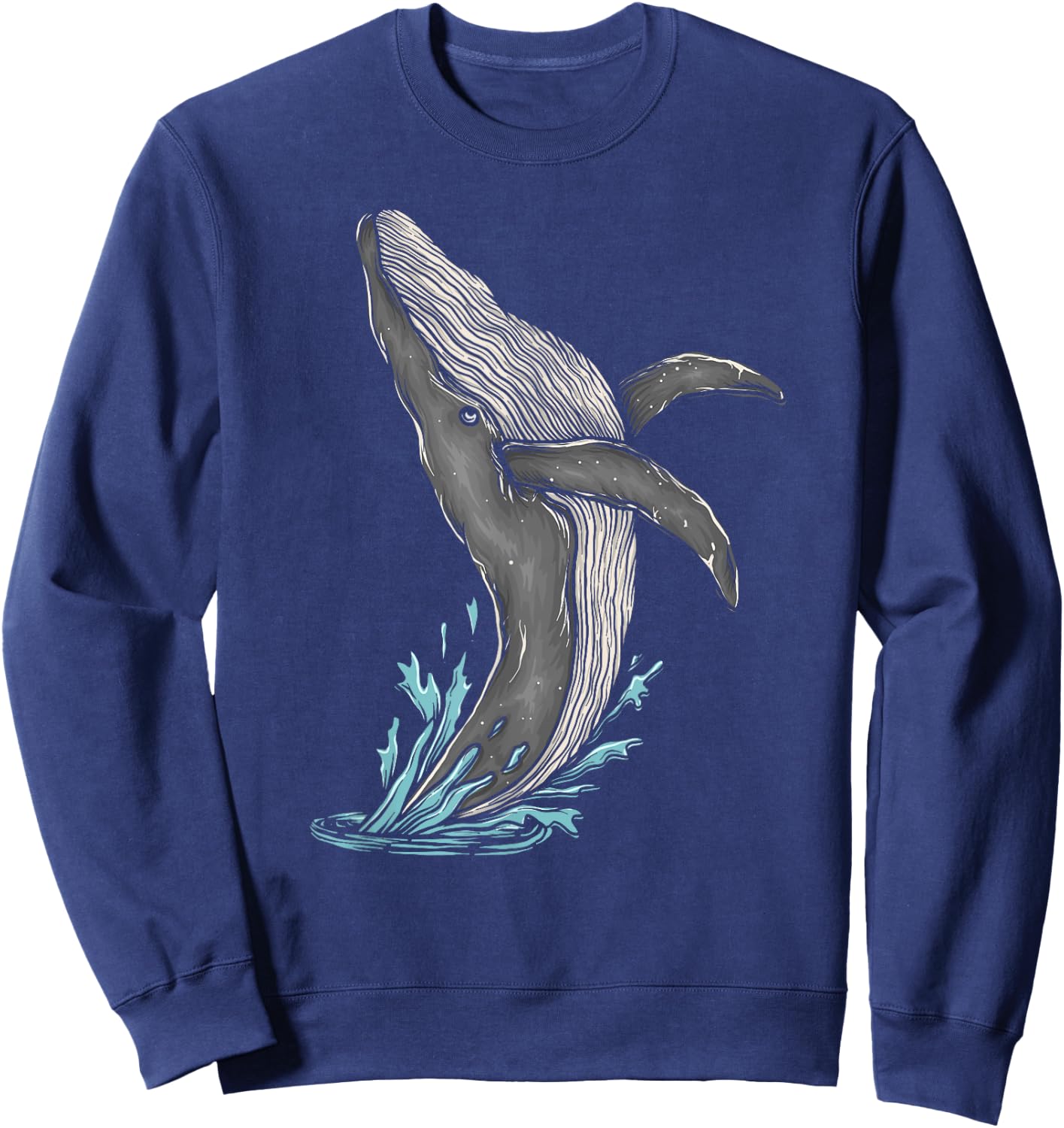 Minimalist Humpback Whale Breach Whale Watching Sweatshirt - Sweatshirt | Navy