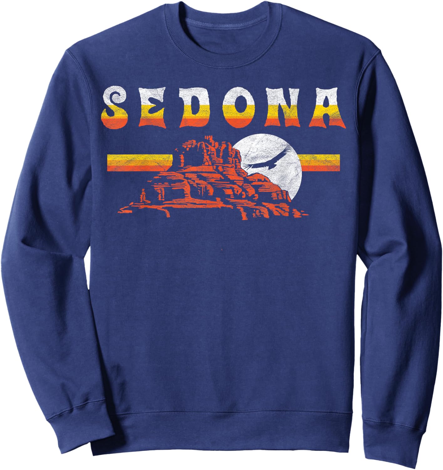Sedona Arizona Vintage Distressed Bell Skirt Hiking Retro Sweatshirt - Sweatshirt | Navy