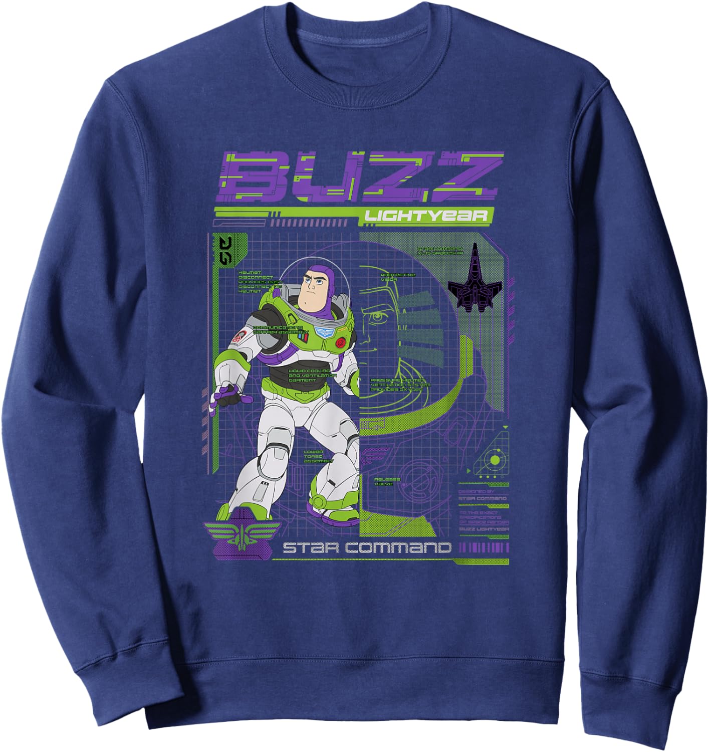 Disney Pixar Lightyear Buzz Star Command Schematics Shot V2 Sweatshirt - Sweatshirt | Navy