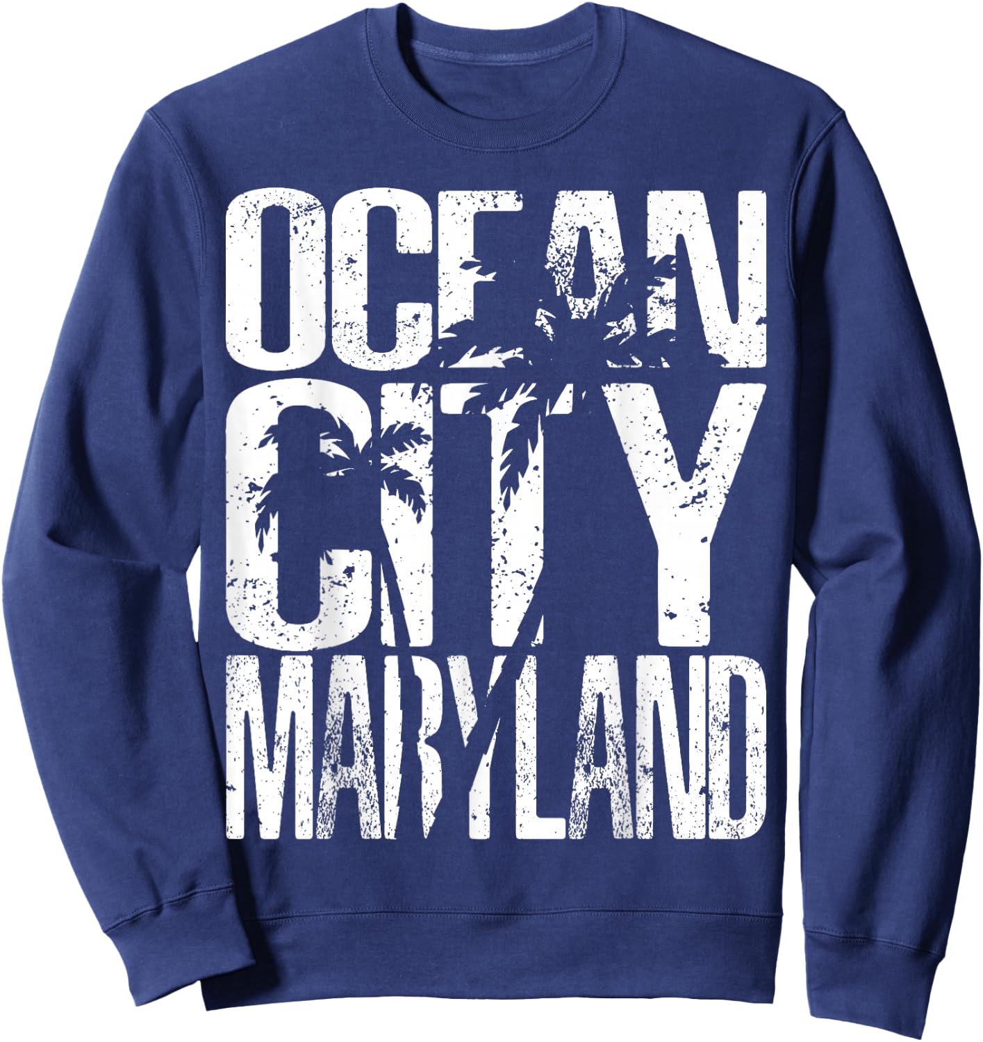 OCMD Ocean City Maryland retro vintage palm tree Sweatshirt - Sweatshirt | Navy