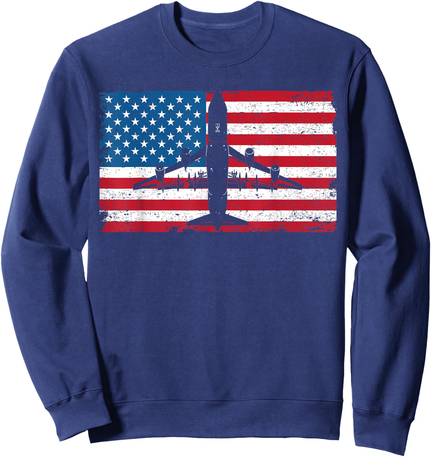 Patriotic KC-135 Stratotanker jet American flag Sweatshirt - Sweatshirt | Navy