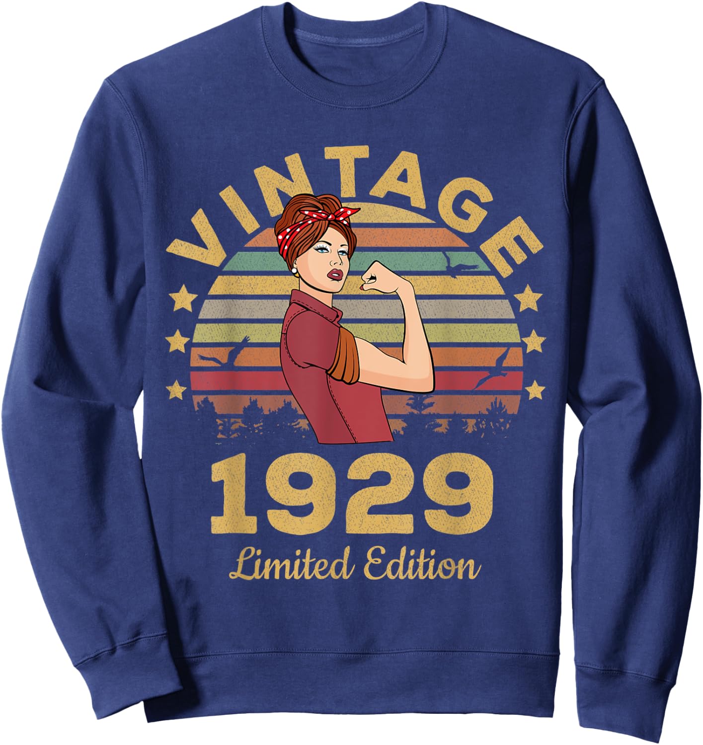 Vintage 1929 Made In 1929 92nd Birthday Women 92 Years Sweatshirt - Sweatshirt | Navy
