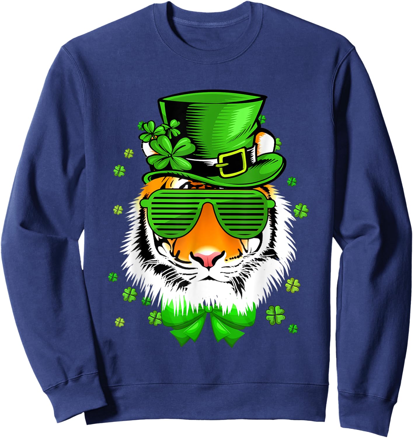 Tiger with Leprechaun hat st patricks day Sweatshirt - Sweatshirt | Navy