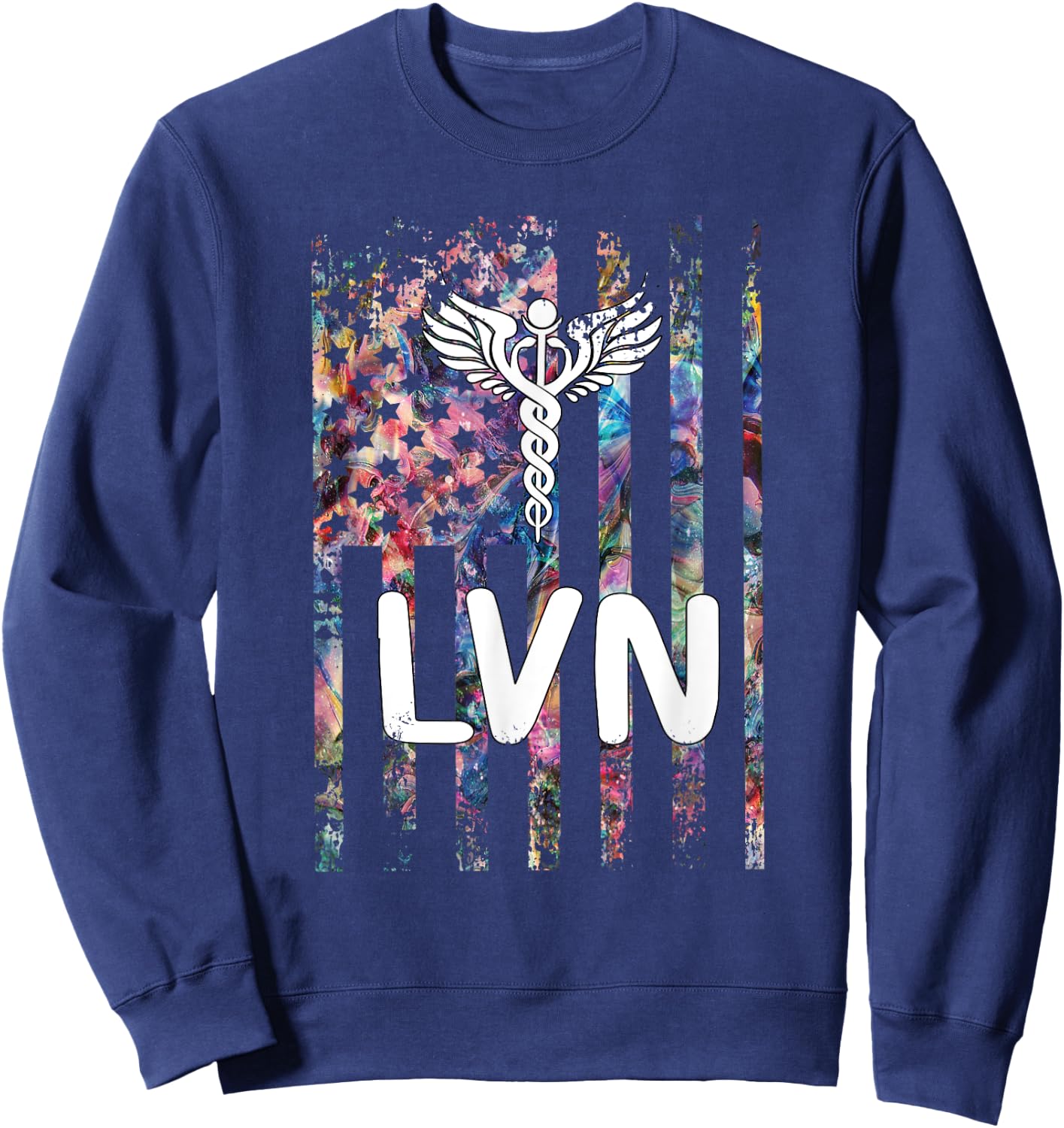 LVN US Flag Licensed Vocational Nurse LVN Nursing Student Sweatshirt - Sweatshirt | Navy