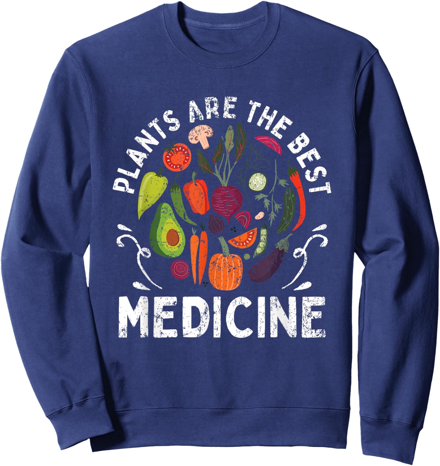 Organic Vegetarian Animal Lovers Plants Vegetarian Vegan Sweatshirt - Sweatshirt | Navy
