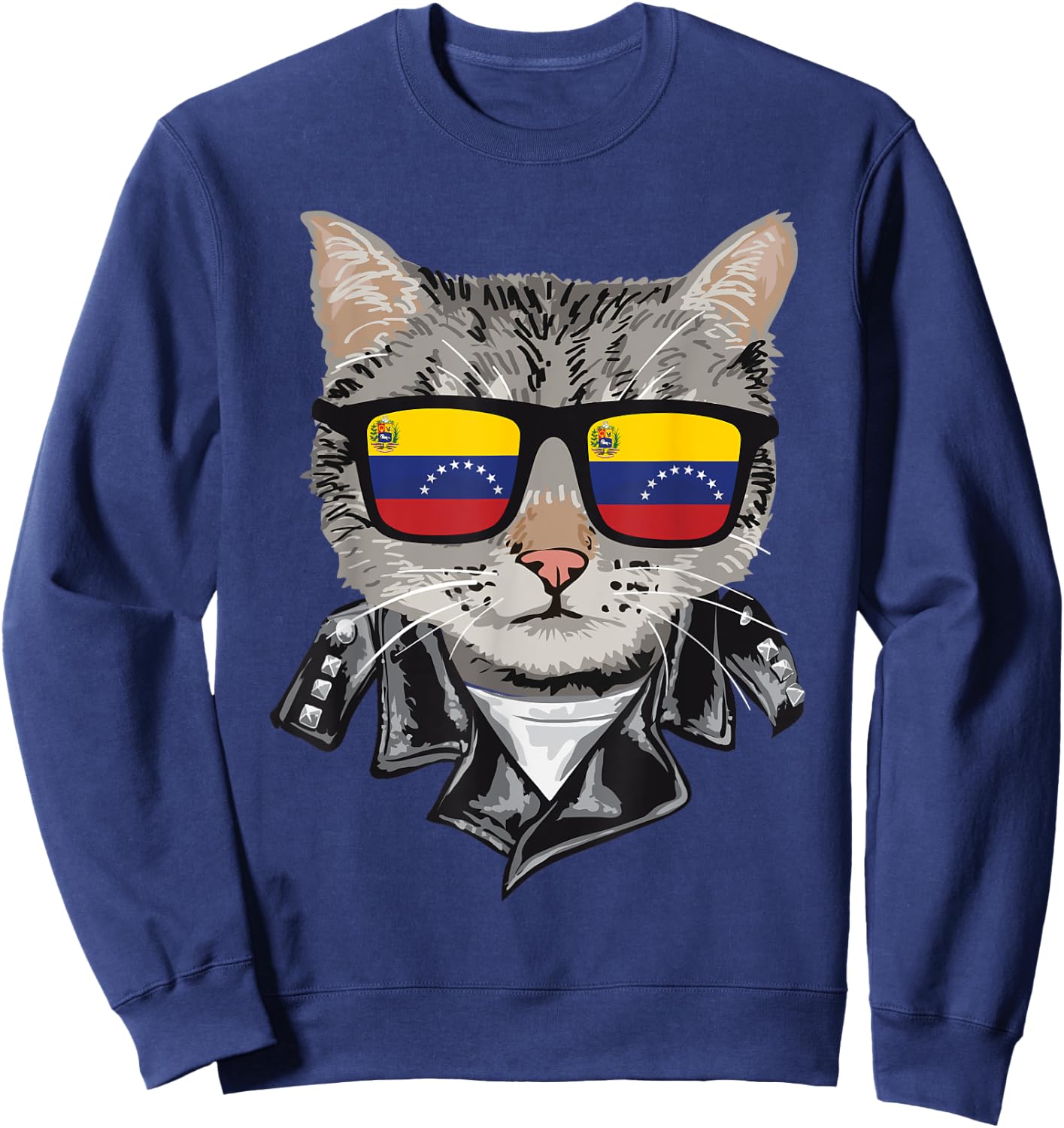 Cat Venezuela Flag Sunglasses - Cool Venezuelan Cat Women Sweatshirt - Sweatshirt | Navy