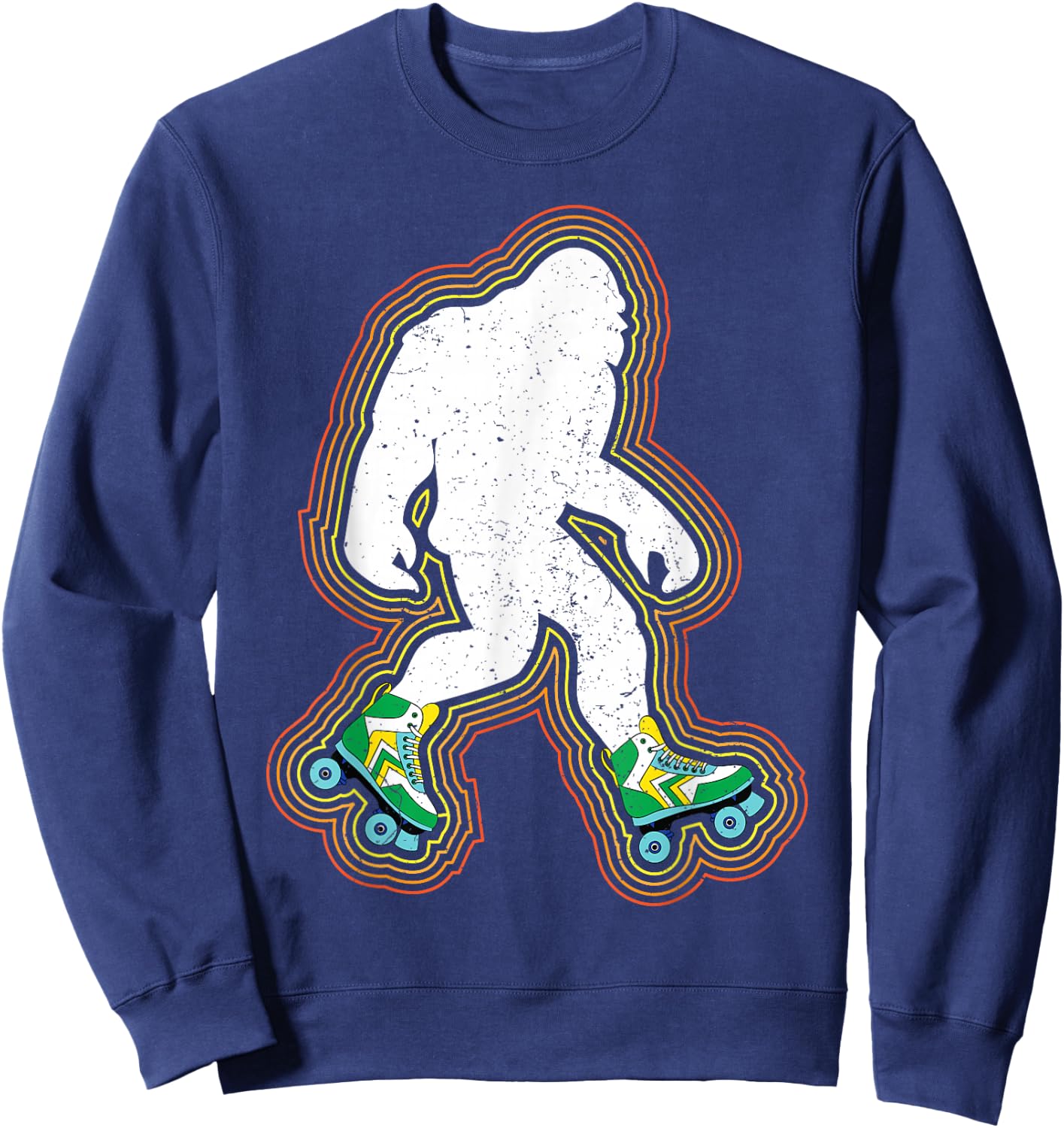 Bigfoot Skates Sasquatch Gift Clothes Vintage Roller Skating Sweatshirt - Sweatshirt | Navy