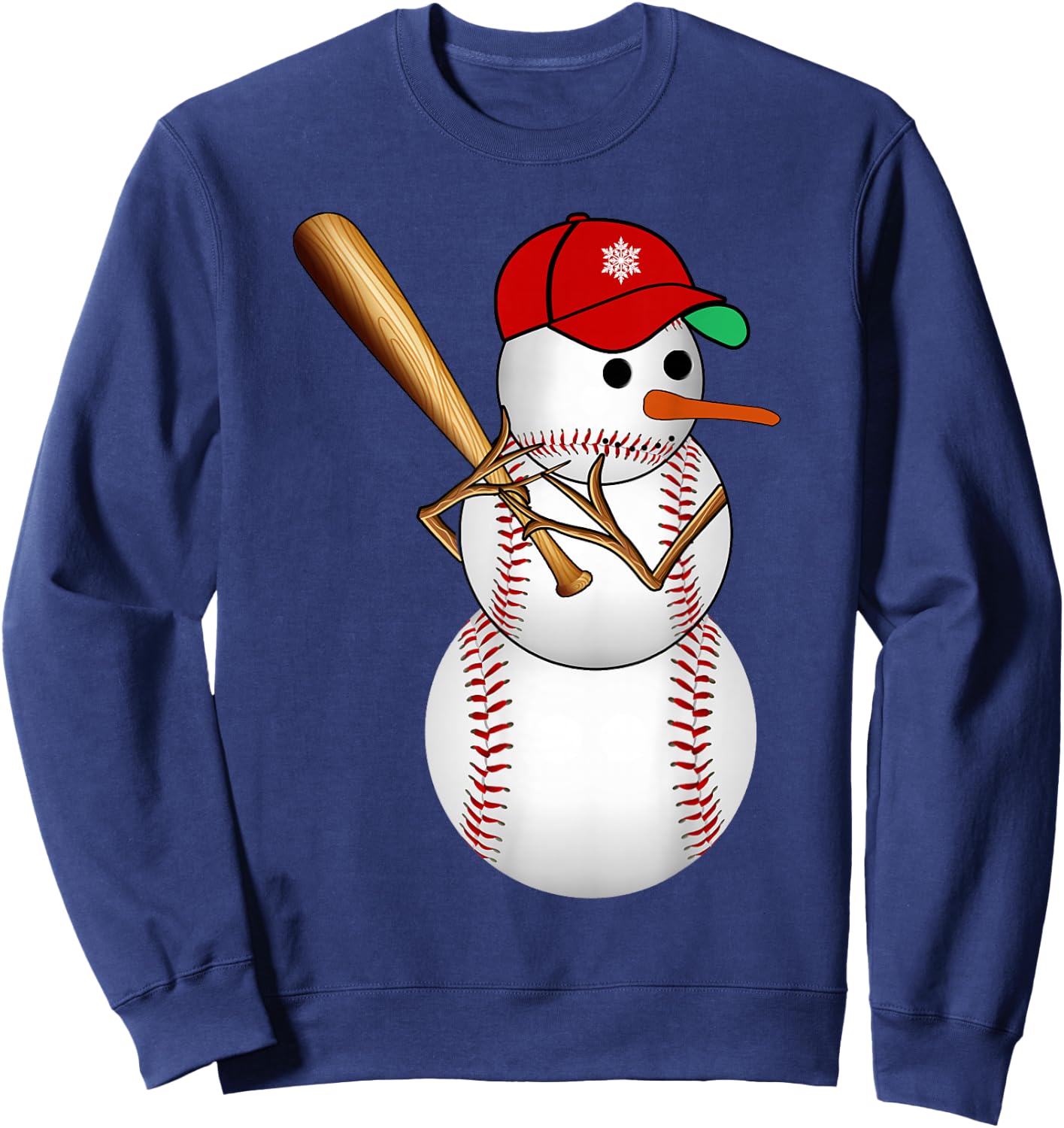 Baseball Snowman Balls Snow Christmas Xmas Gifts Men Women Sweatshirt - Sweatshirt | Navy