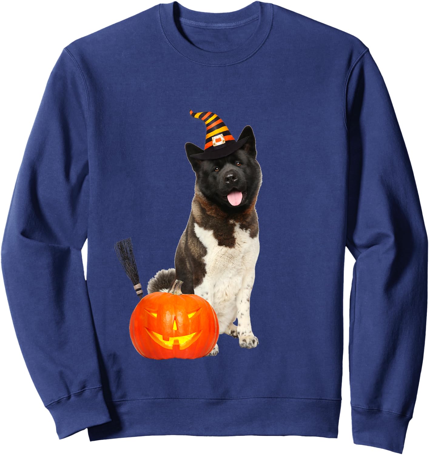 Akita Witch Hat Halloween Dog Costume Sweatshirt - Sweatshirt | Navy