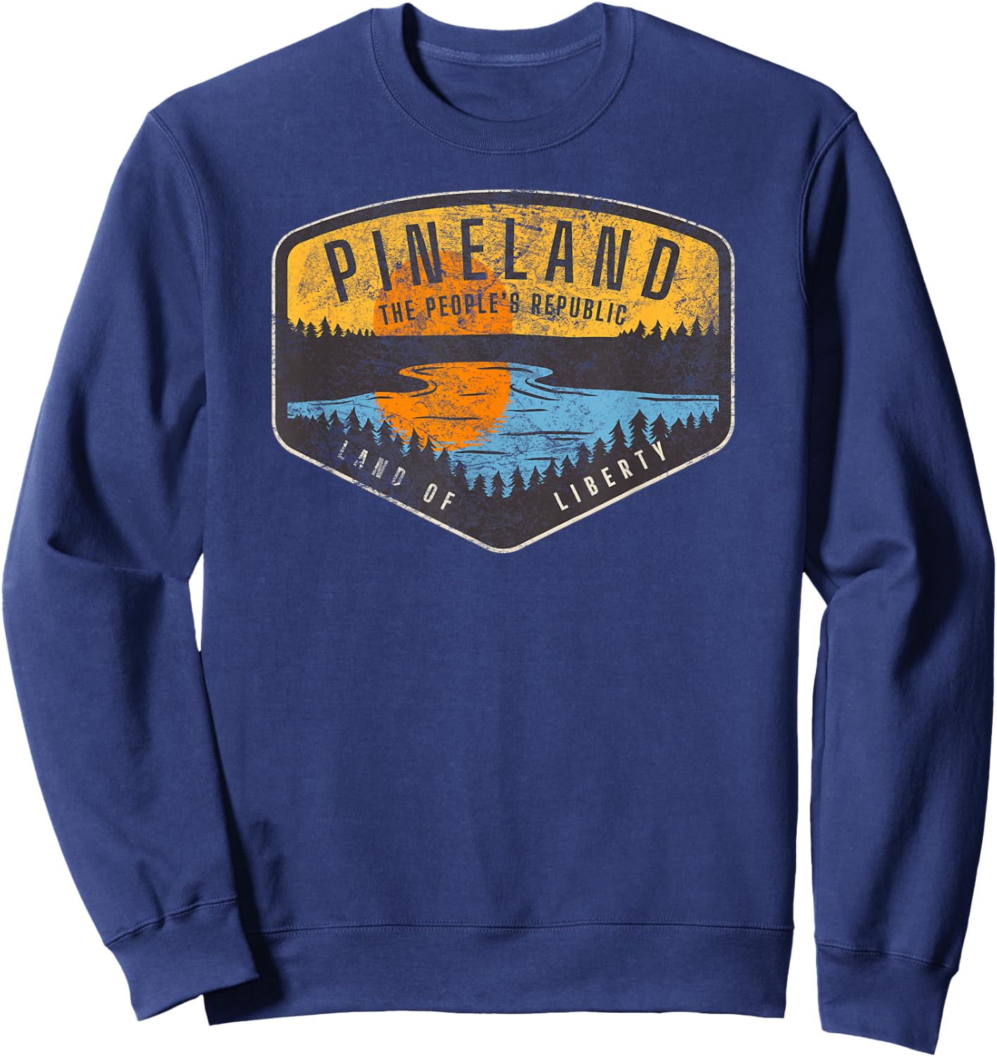 American Marauder: Pineland Camping Retro Badge Sweatshirt - Sweatshirt | Navy