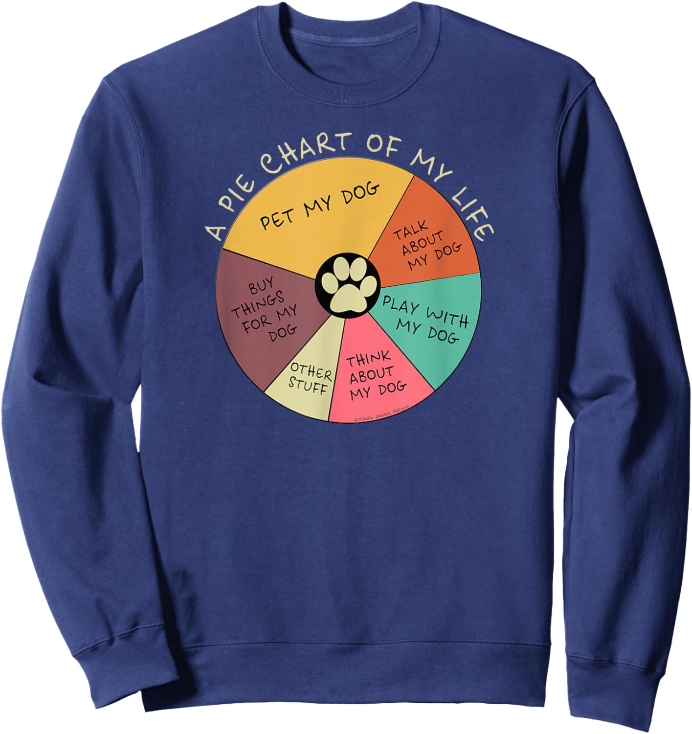 Funny Pie Chart Day in The Life of a Dog Lover Sweatshirt - Sweatshirt | Navy