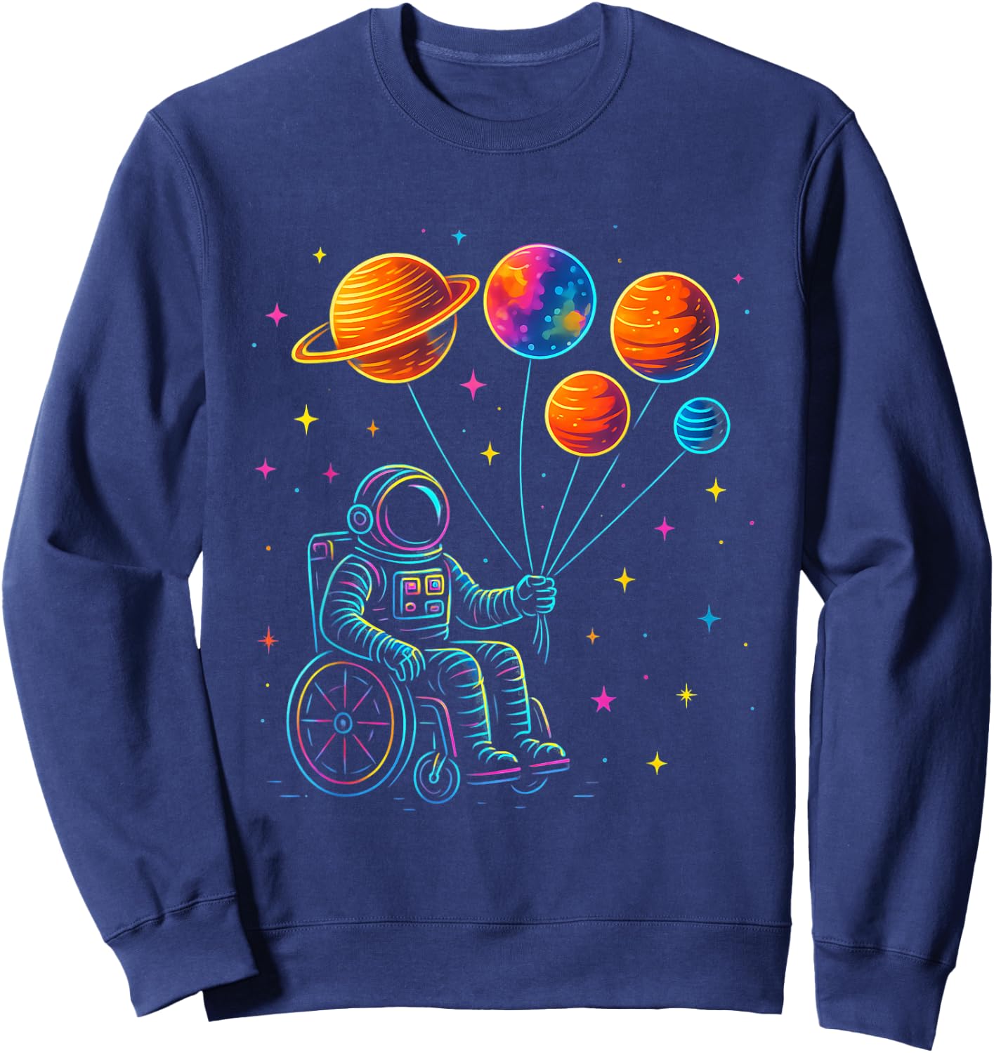 Wheelchair Astronaut Motivation Kids Space Sweatshirt - Sweatshirt | Navy
