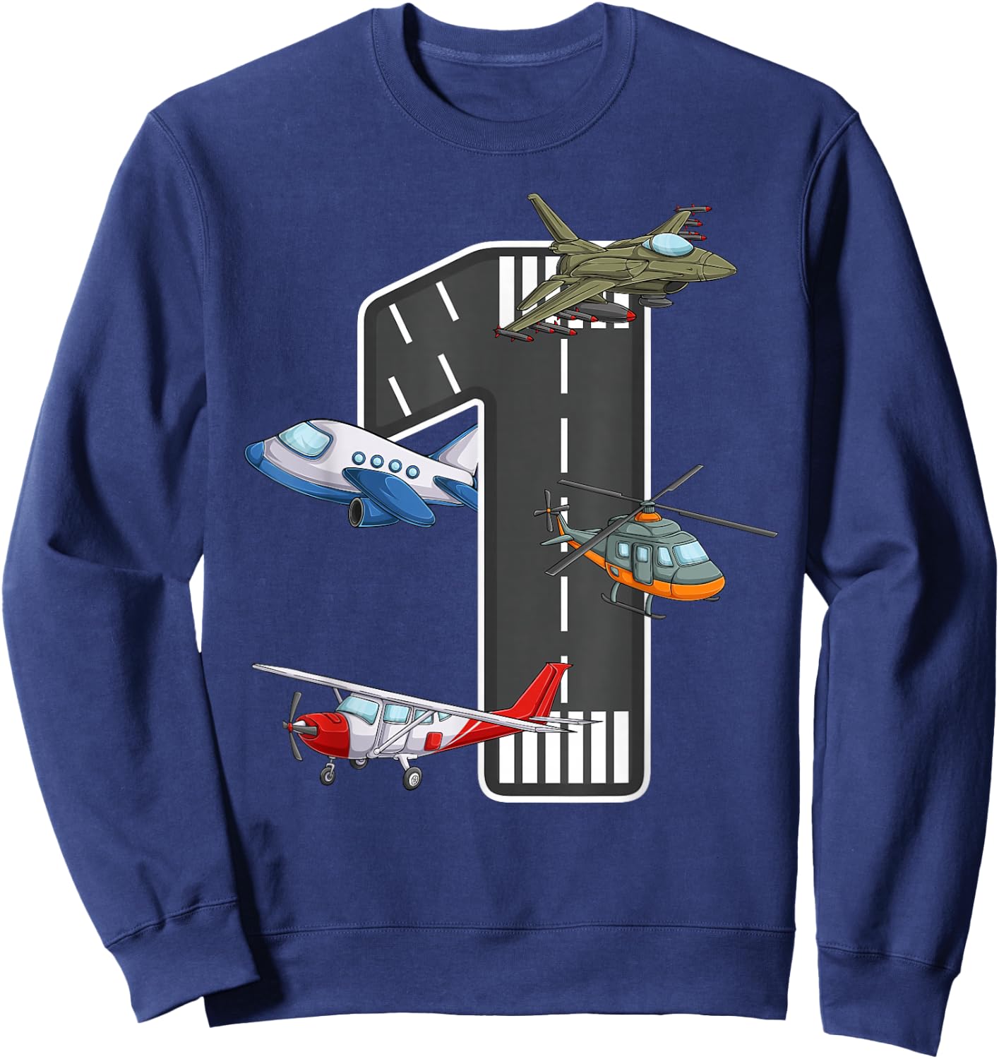 Little Pilot 1st Birthday Party 1 One Year Old Airplane Kids Sweatshirt - Sweatshirt | Navy