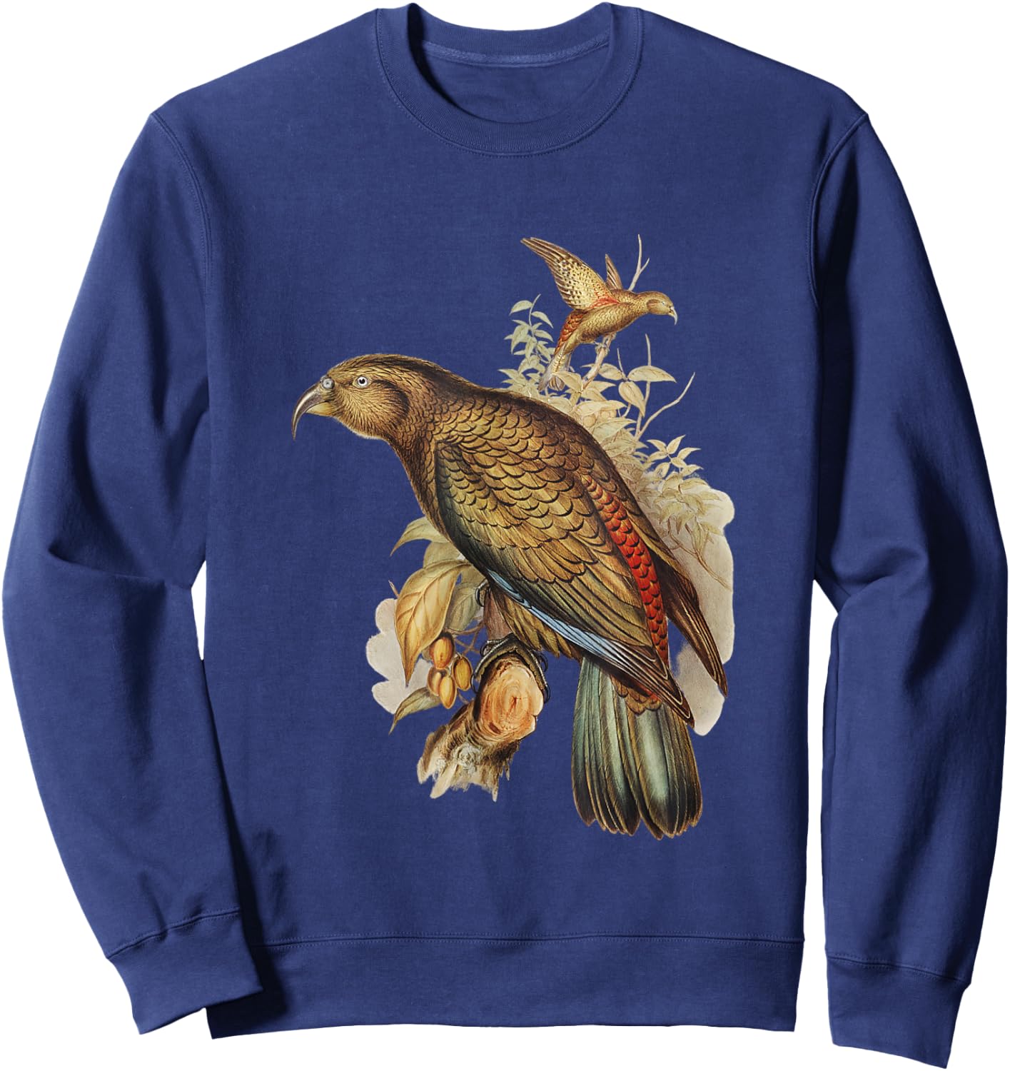 Vintage Kea Parrot Birds Illustration & Women Sweatshirt - Sweatshirt | Navy
