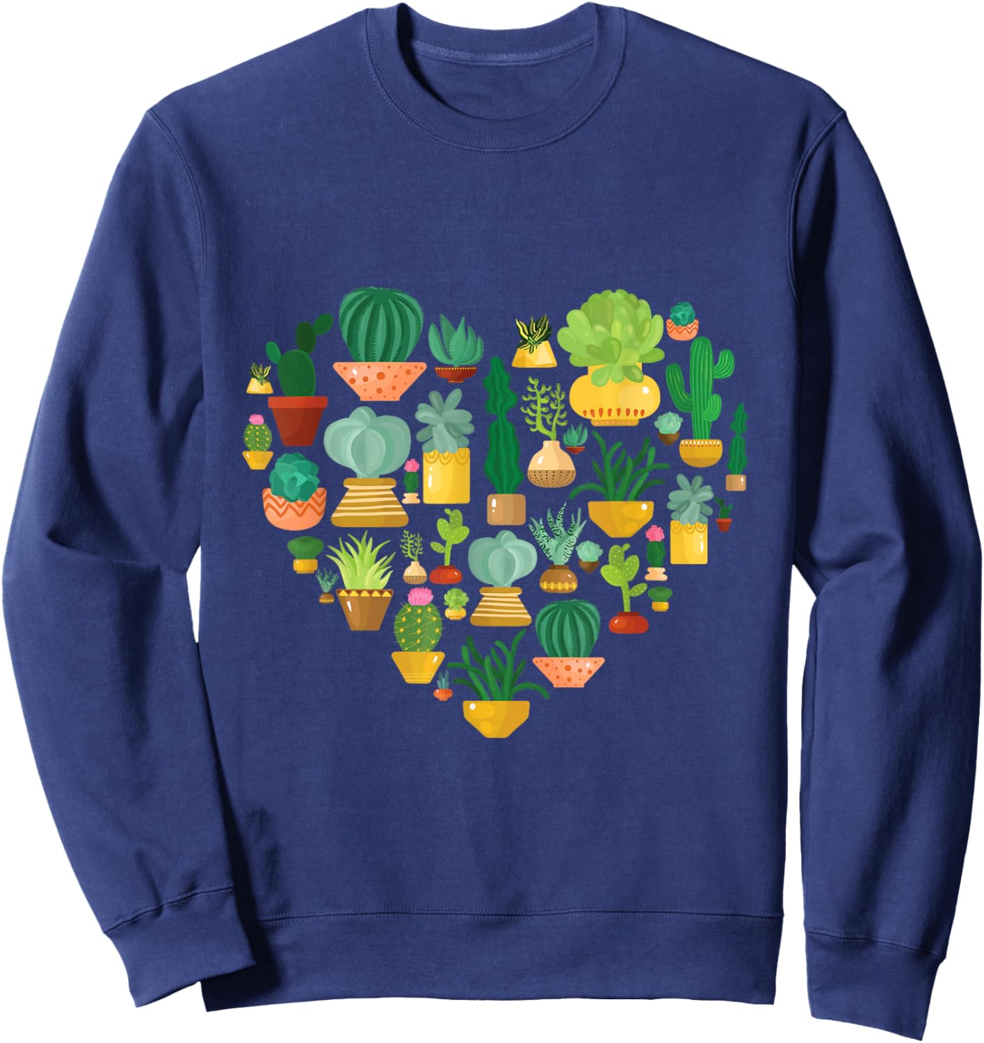 Succulent Cactus Succa Lover Heart Gift Men Women Gardener Sweatshirt - Sweatshirt | Navy