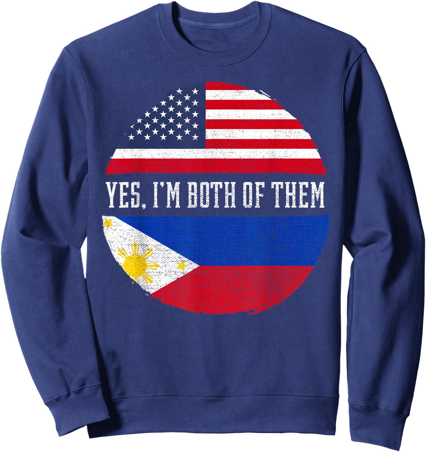 Half American Half Filipino USA Flag Philippines Heritage Sweatshirt - Sweatshirt | Navy