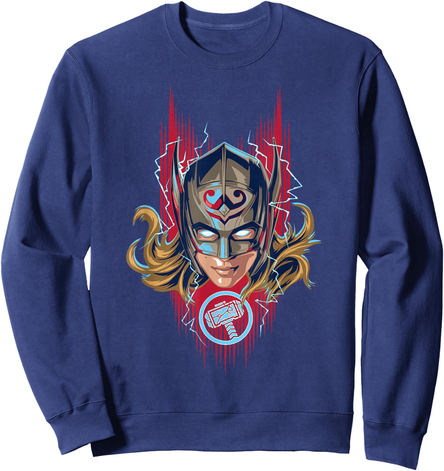 Marvel Thor: Love and Thunder Jane Foster Mjölnir Poster Sweatshirt - Sweatshirt | Navy