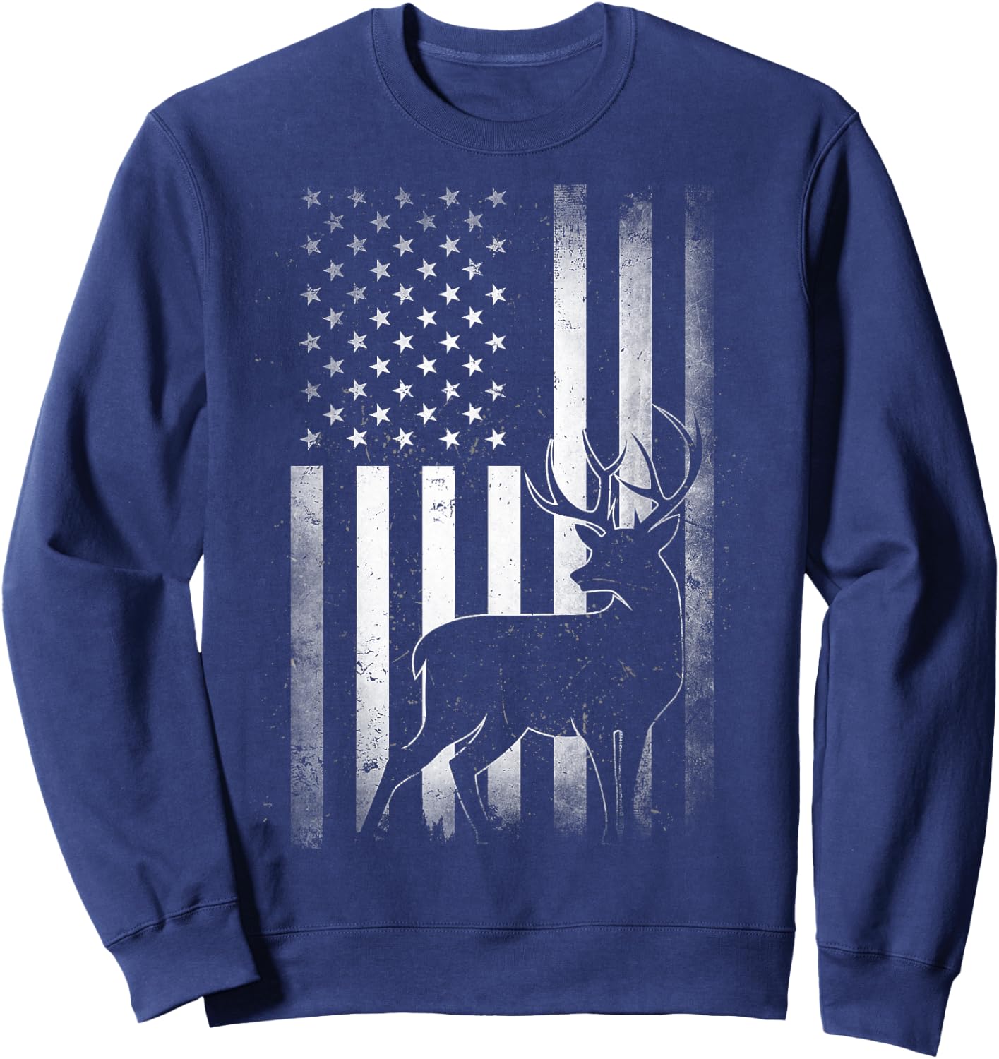 Hunting Hunters Deer USA US American Flag Camo Camoflage Sweatshirt - Sweatshirt | Navy