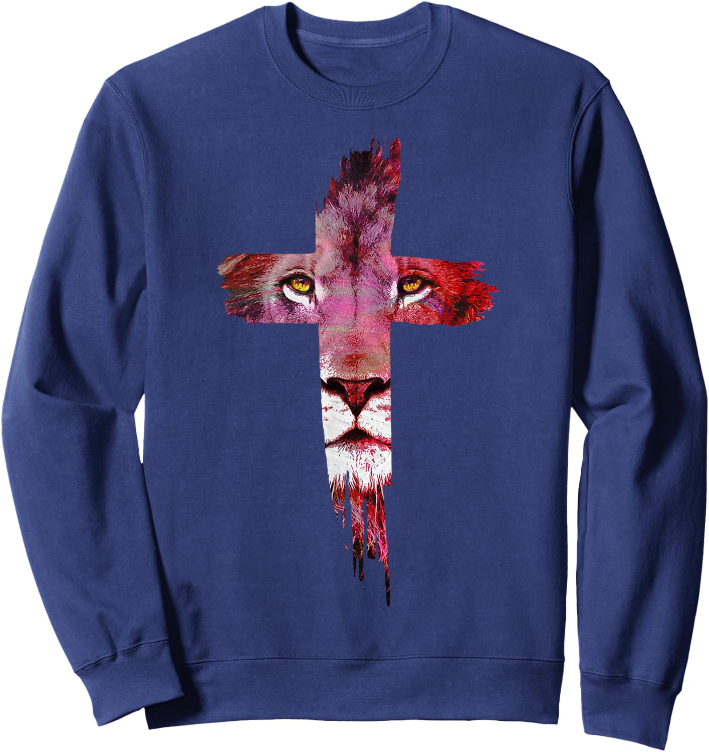 Jesus is The Lion of Judah - Colorful Cross Christian Gifts Sweatshirt - Sweatshirt | Navy