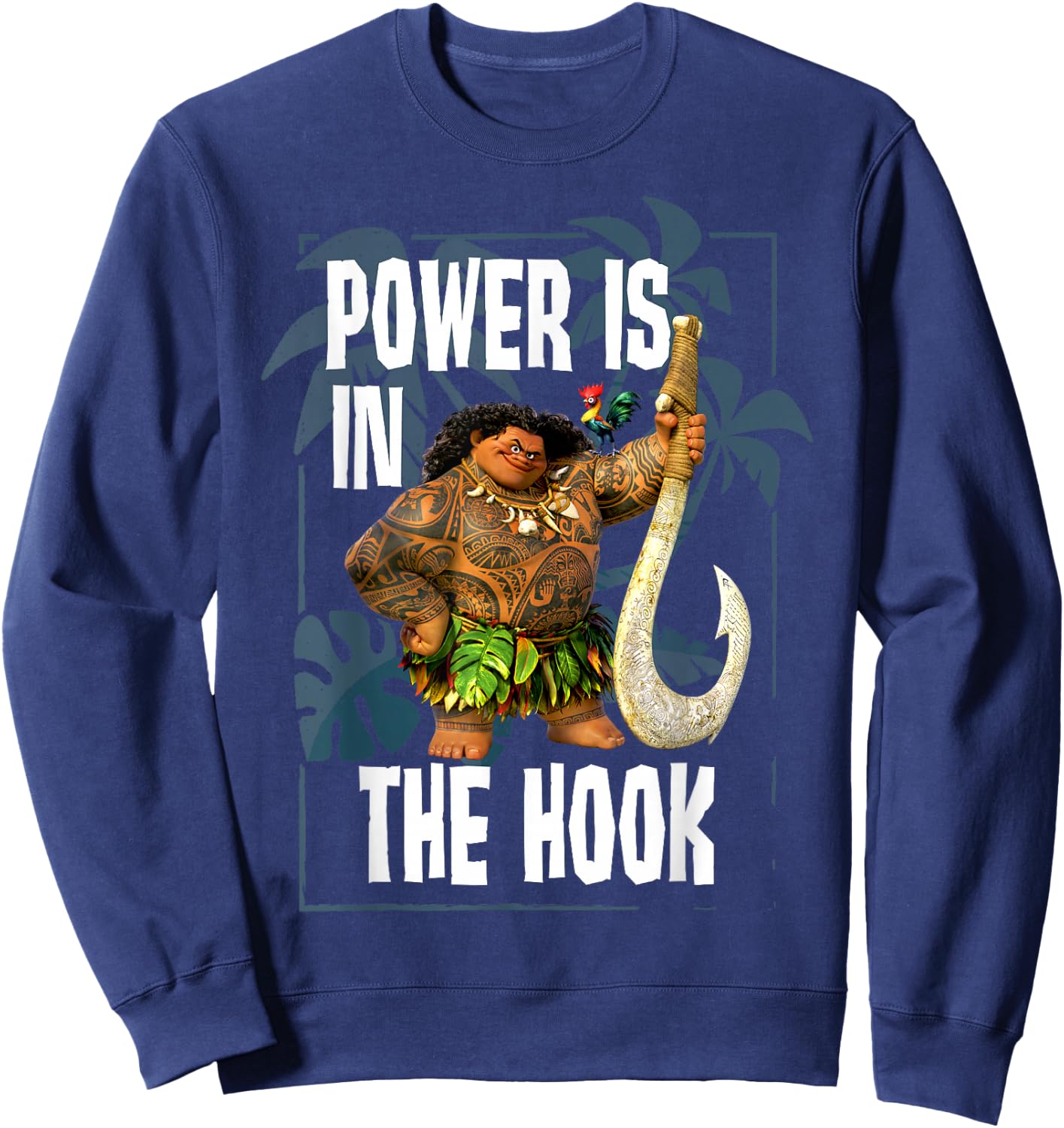Disney Moana Maui Power Is In The Hook Portrait Sweatshirt - Sweatshirt | Navy